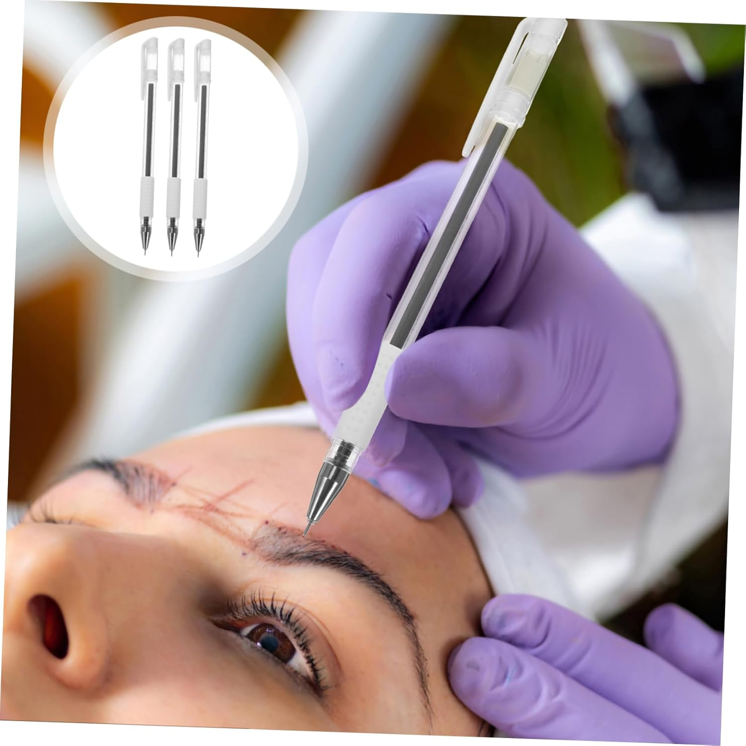 Healeved Waterproof Marking Pen 3Pcs Black Eyebrow Microblading Position Pens for Tattooing and Salon Use image number 5