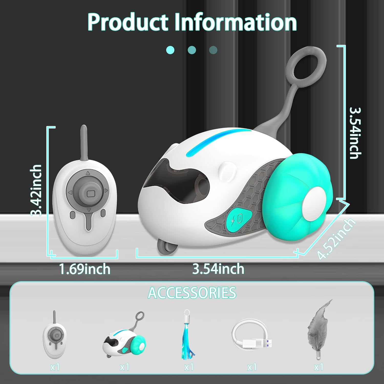 Oiuyamn Interactive Toys for Cats, 2025 Upgraded Rechargeable Joystick Remote Control, Intelligent Auto Motion Cat Toys, 2 Modes, Kitten Toys for All Breeds of Indoor Bored Cats Exercise image number 2