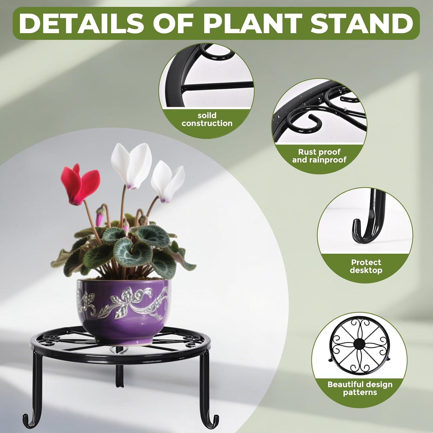 7 Pack Metal Plant Stands, Ditind Heavy Duty Potted Stand Holder for Multiple Plant, Rustproof Iron Flower Pot Stands for Outdoor Indoor, round Plant Pot Shelf Supports Decor Racks for Garden Home image number 1