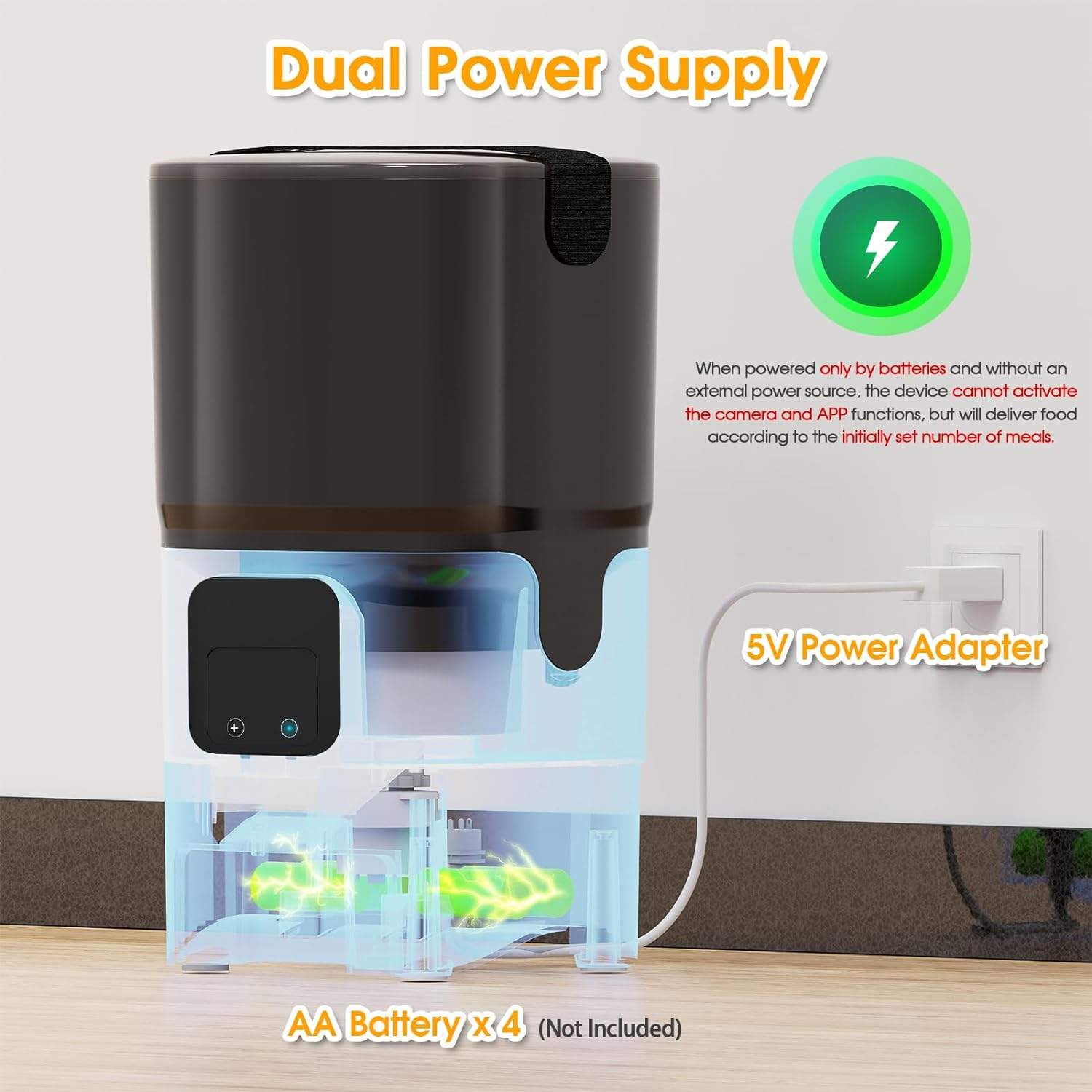 ADVWIN Automatic Cat Feeders Wifi, Cat/Dog Food Dispenser with App Control for Feeding, Smart Timed Pet Feeder with Alexa, 6L Auto Pet Feeder for Cat and Small Dog, up to 10 Meals per Day - App W/Camera image number 3