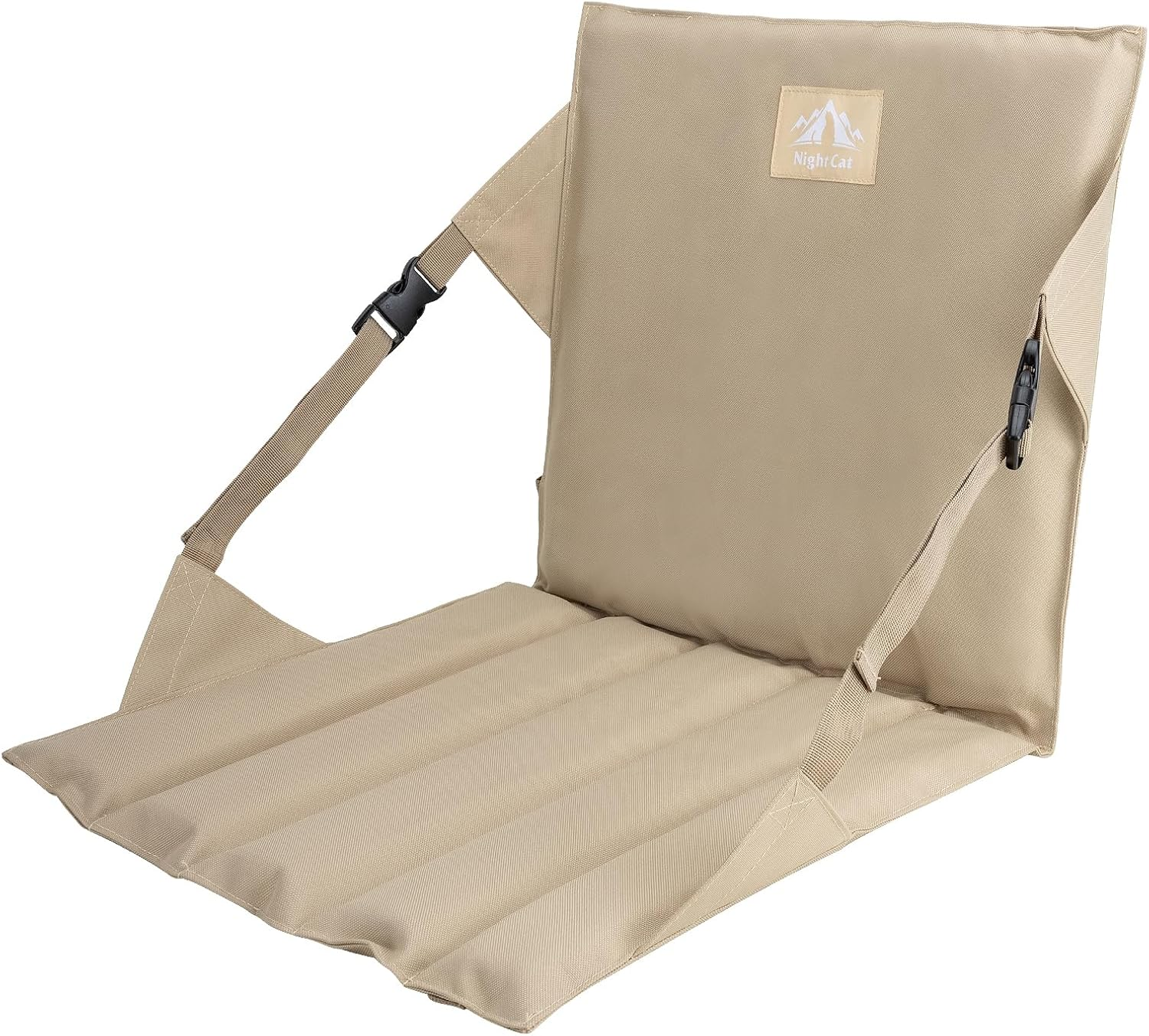 Night Cat Stadium Seat Cushion: Folding Bleacher Chair with Back Support Portable Outdoor Padded Seats for Bleacher Beige
