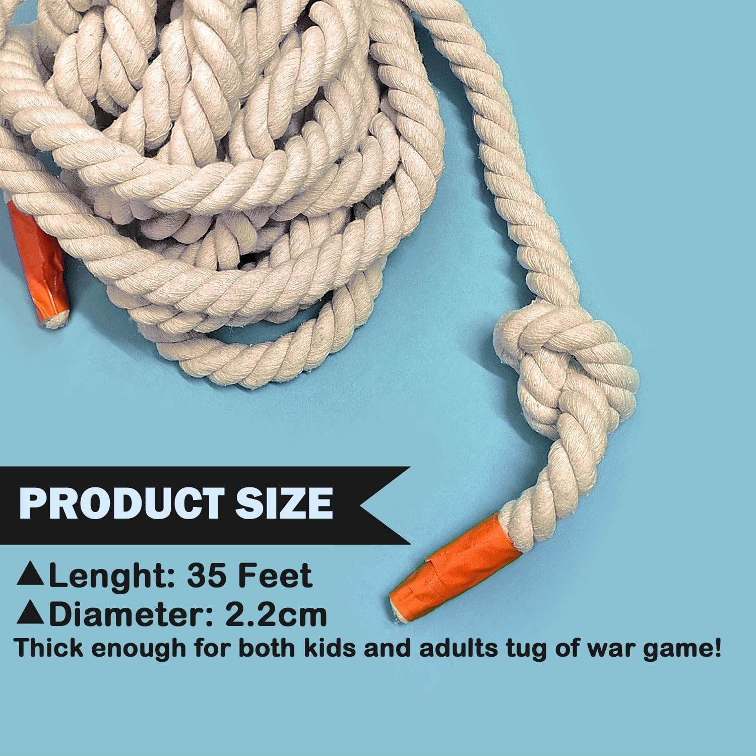 35Ft Tug of War Rope Field Day Family Reunion Tug Rope Natural Cotton Tug of War Rope for Kids and Adults, Summer Campe, Yard Games, Outdoor Camping Picnic Games, Team Building image number 4