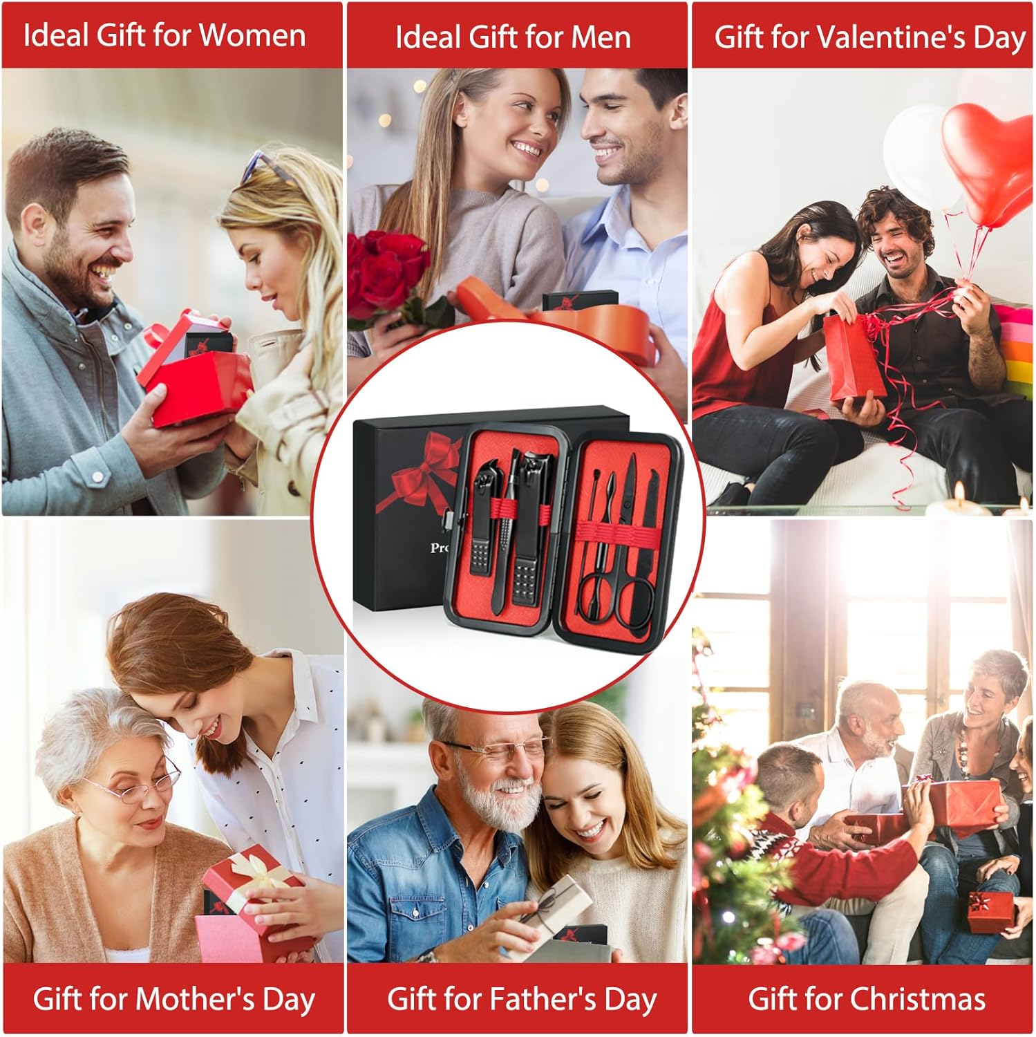 Manicure Set Men Travel Luxury Manicure 8 in 1 Stainless Steel Professional Pedicure Set Travel Grooming Kit Men Husband Boyfriend Lover Parents Women Elder Patient Nail Care