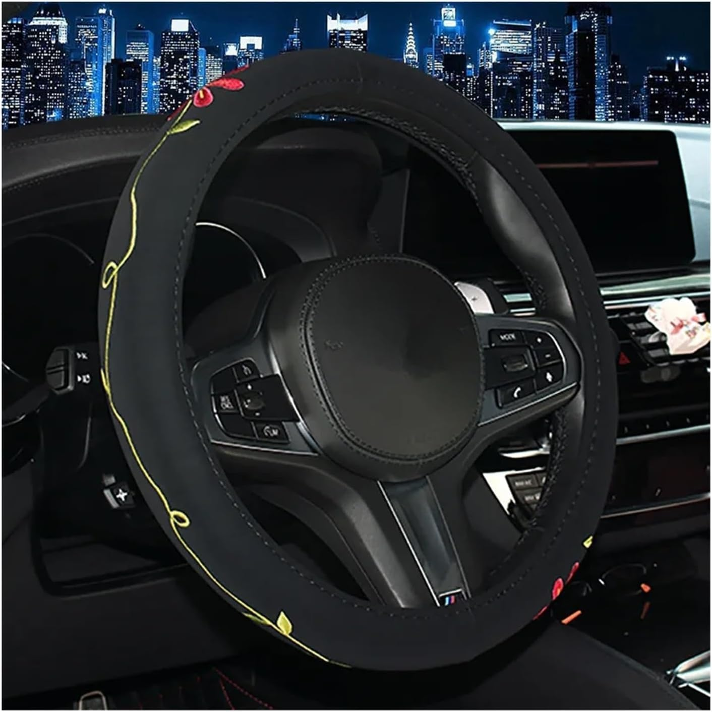 Mayco Bell 2016 Automotive Women Embroidery Cute Car Steering Wheel Cover (Yellow) - Cherry image number 4