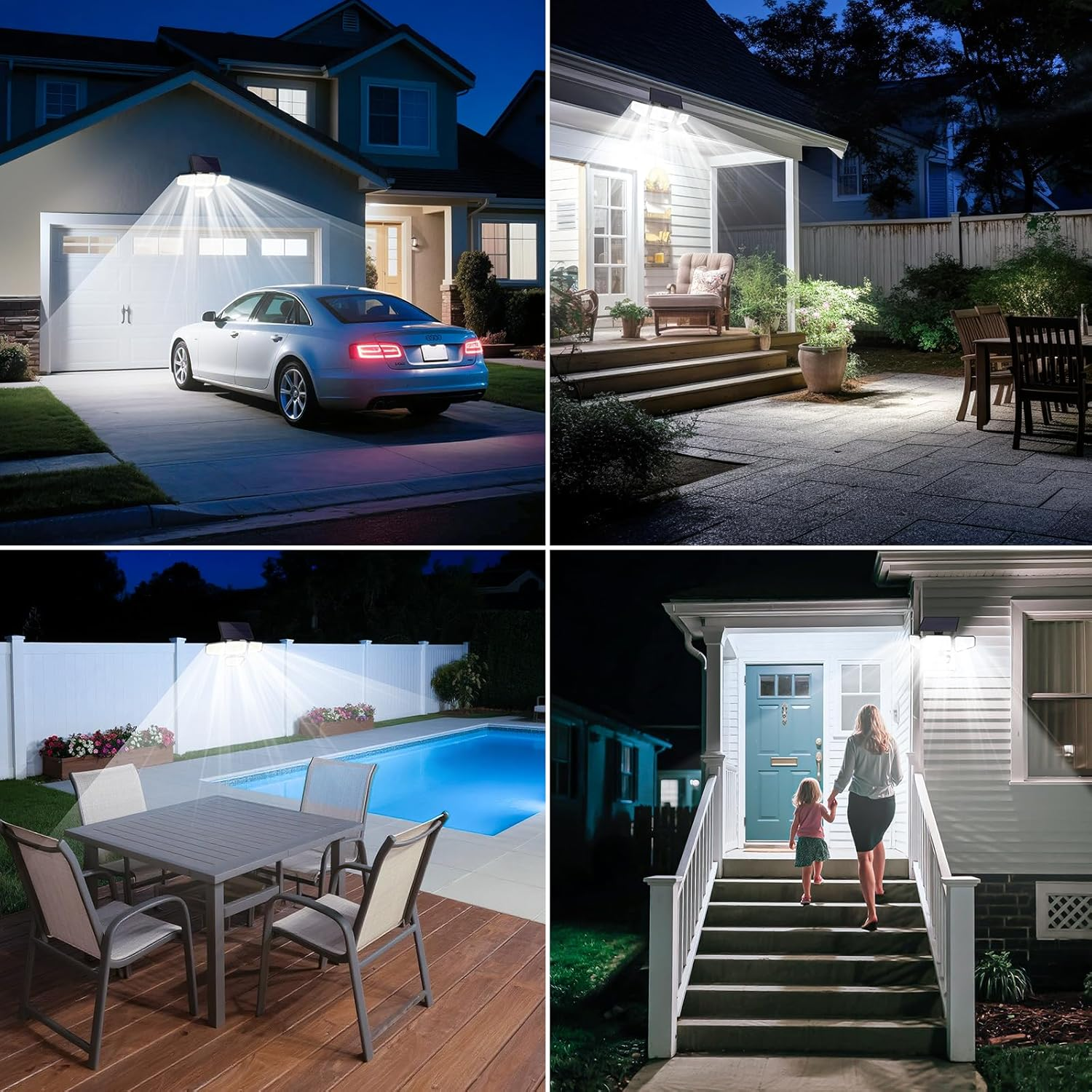 Peasur Pack of 4 Solar Lights for Outdoor Use with Motion Sensor, 318 LED Solar Lights Outdoor, IP65 Waterproof Solar Outdoor Light for Garden, Balcony, Garage, Fence image number 5