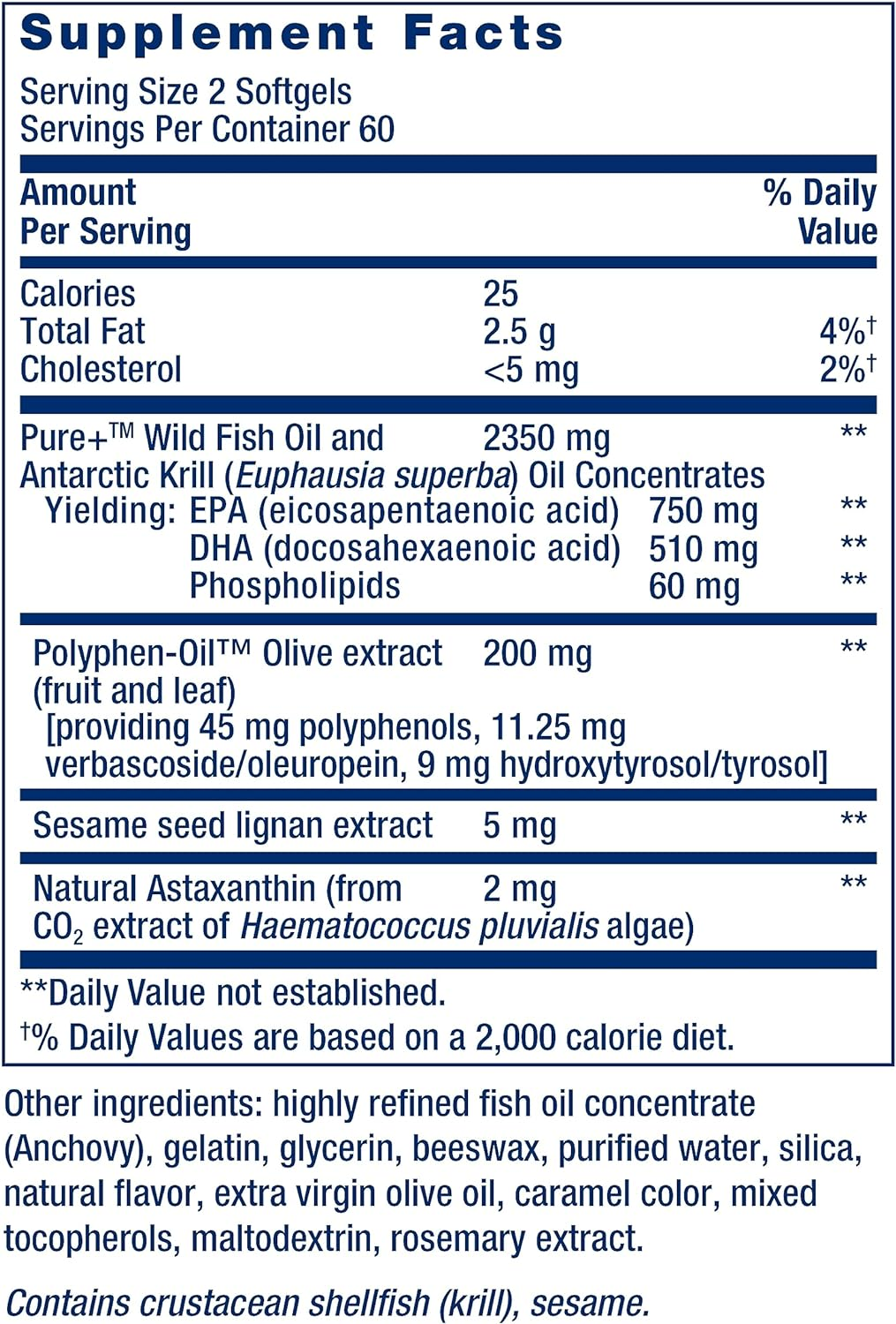 Life Extension Super Omega-3 plus EPA/DHA with Sesame Lignans, Olive Extract, Krill and Astaxanthin, 120 Count image number 3