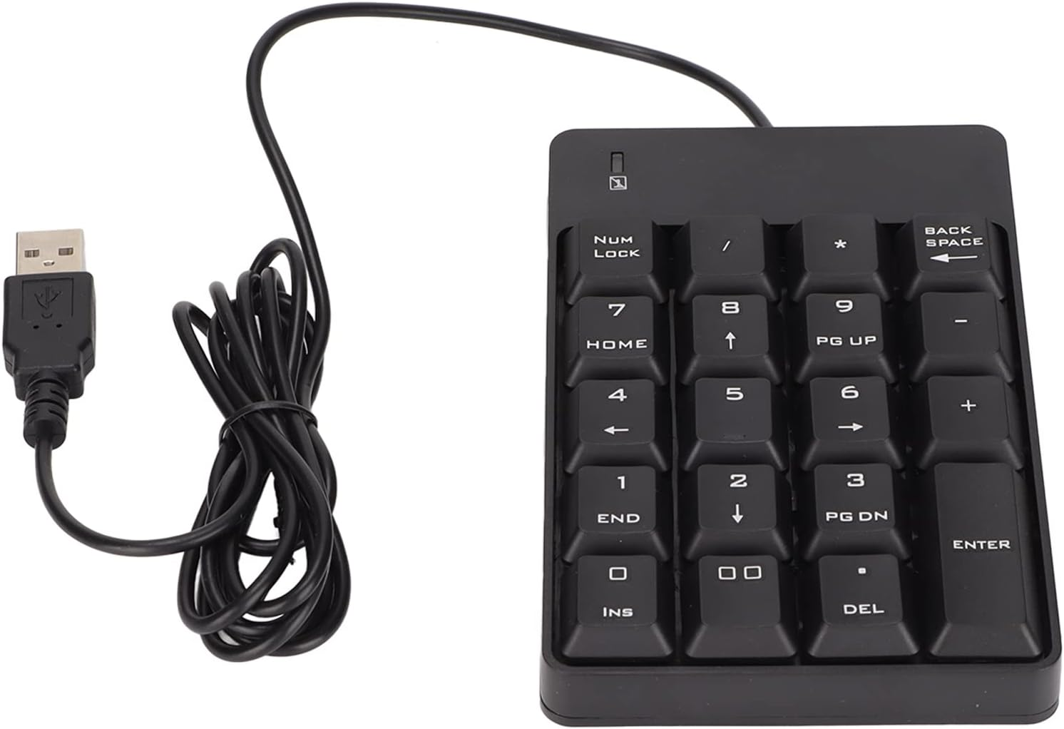 Wired Number Pad, USB Numeric Keypad 19 Key Number Keypad Financial Accounting Number Keyboard for Laptop PC Computer (Black) image number 4