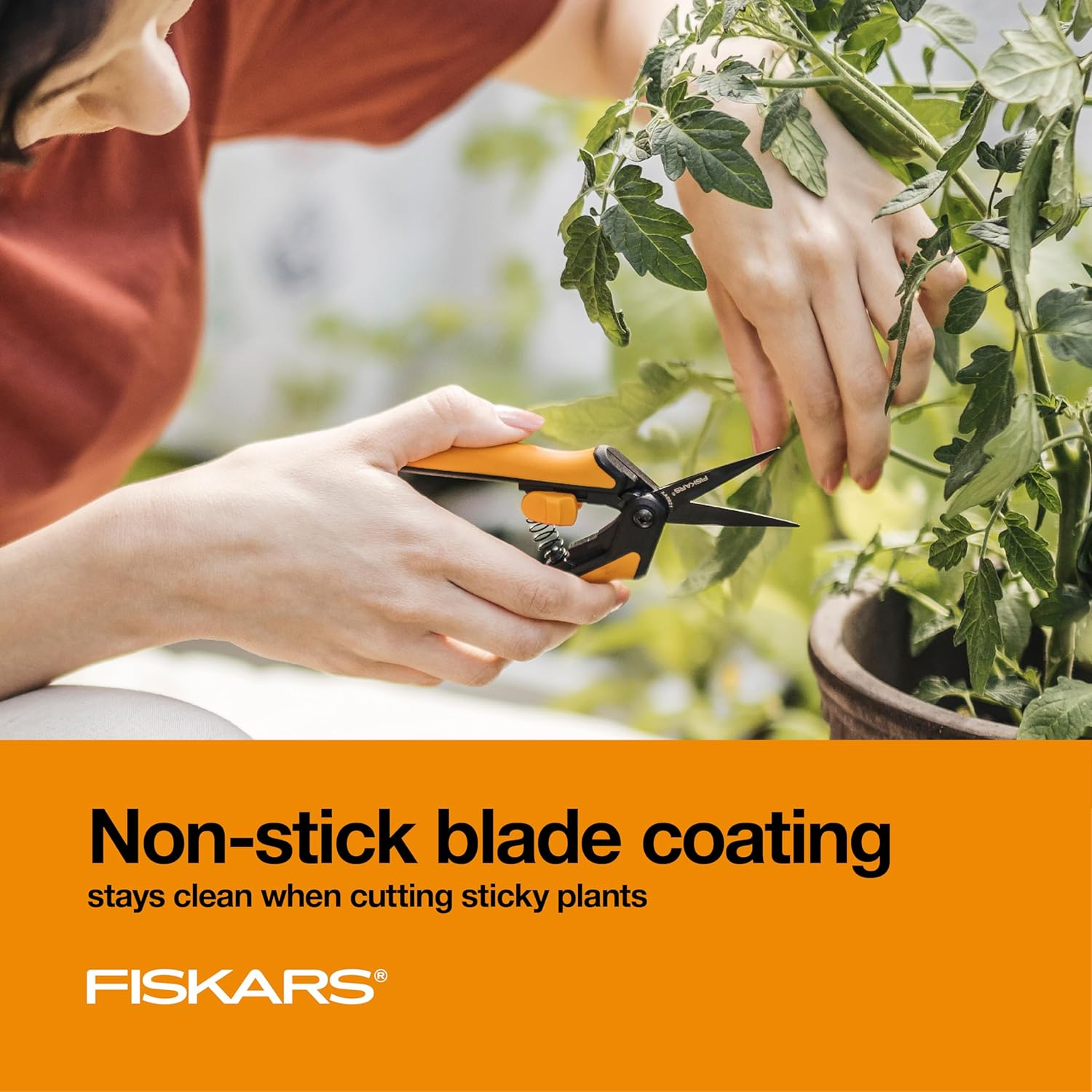 Fiskars Gardening Tools: Micro-Tip Pruning Shears, Non-Stick Precision-Ground Blades, 6&rdquo; Sharp Plant Scissors (399241-1001) image number 6