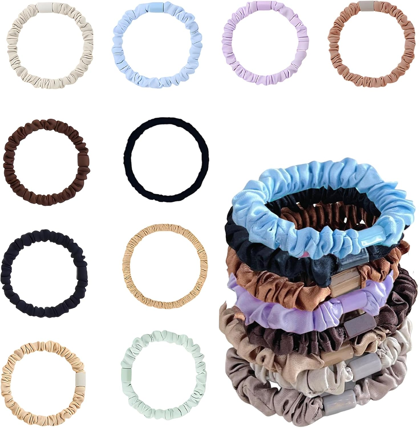 Women'S Scrunchies, Pack of 10 Soft Scrunchies, Scrunchies, Hair Bobbles for Sleeping, Soft and Skin-Friendly