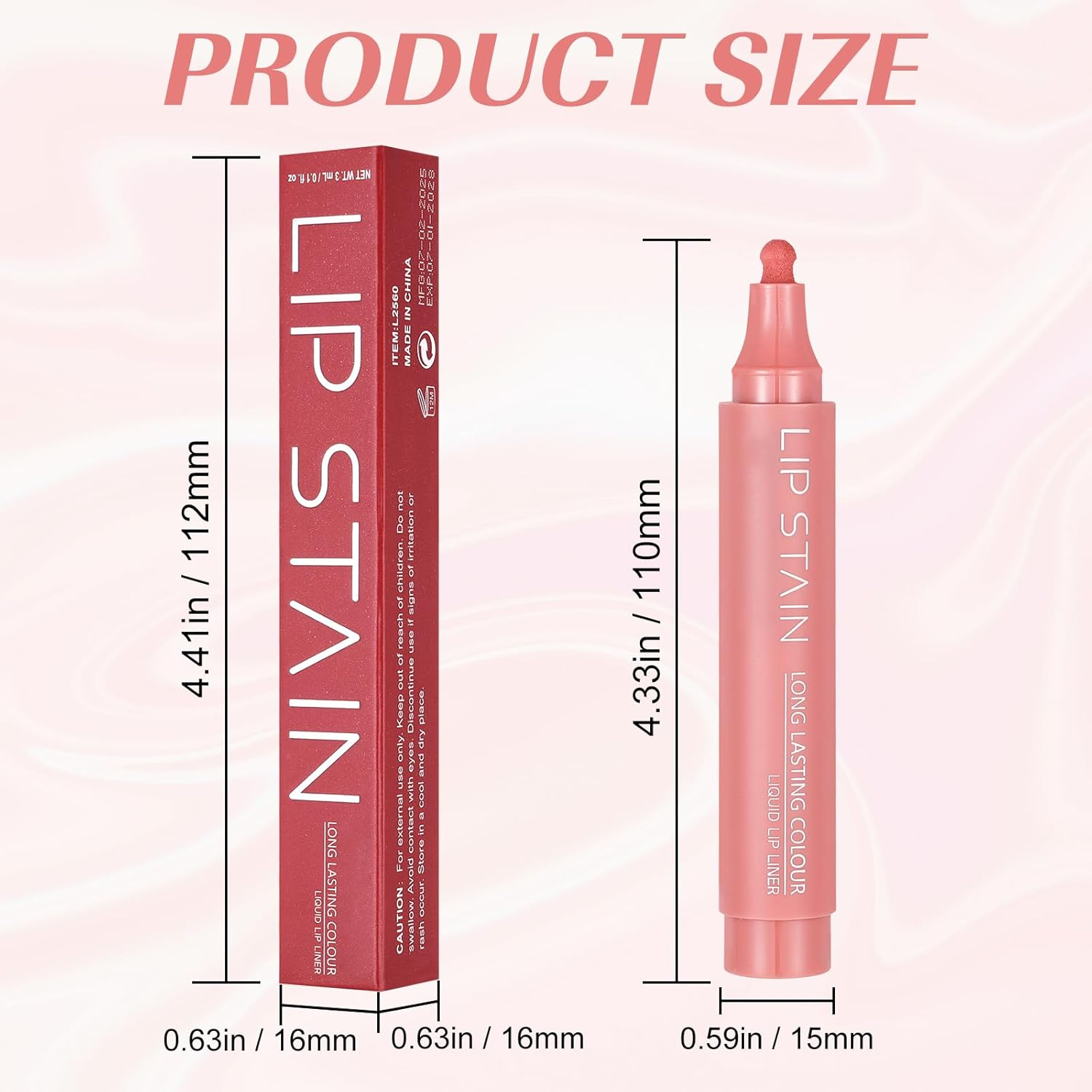 DAGEDA Lip Stain, Matte Color Look Lip Stain Marker, Waterproof Long Lasting Lip Liner, Smudge-Proof All Day Wear, Highly Pigmented, Smooth Application Marker Tint with Gourd Head 02 - Light Pink image number 5