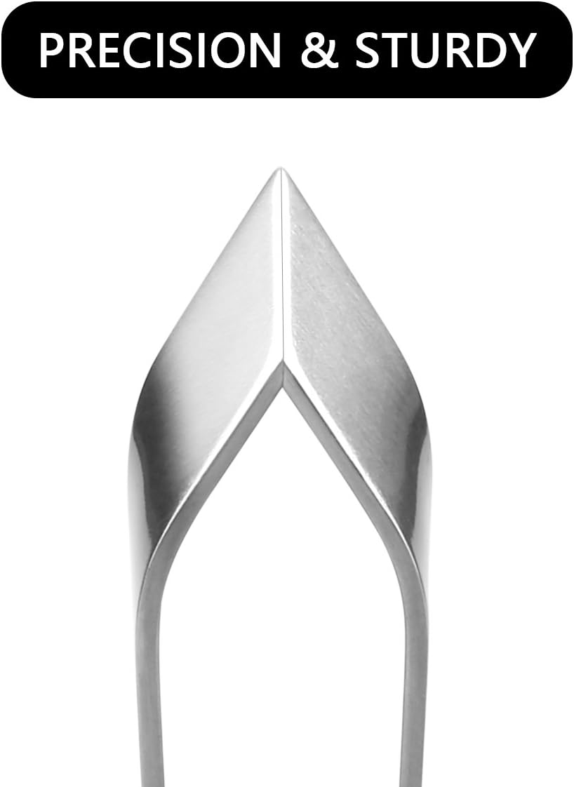 2 Pieces Fish Bone Tweezers, Stainless Steel Flat and Slant Tweezers Pliers Remover Tool (4.6")