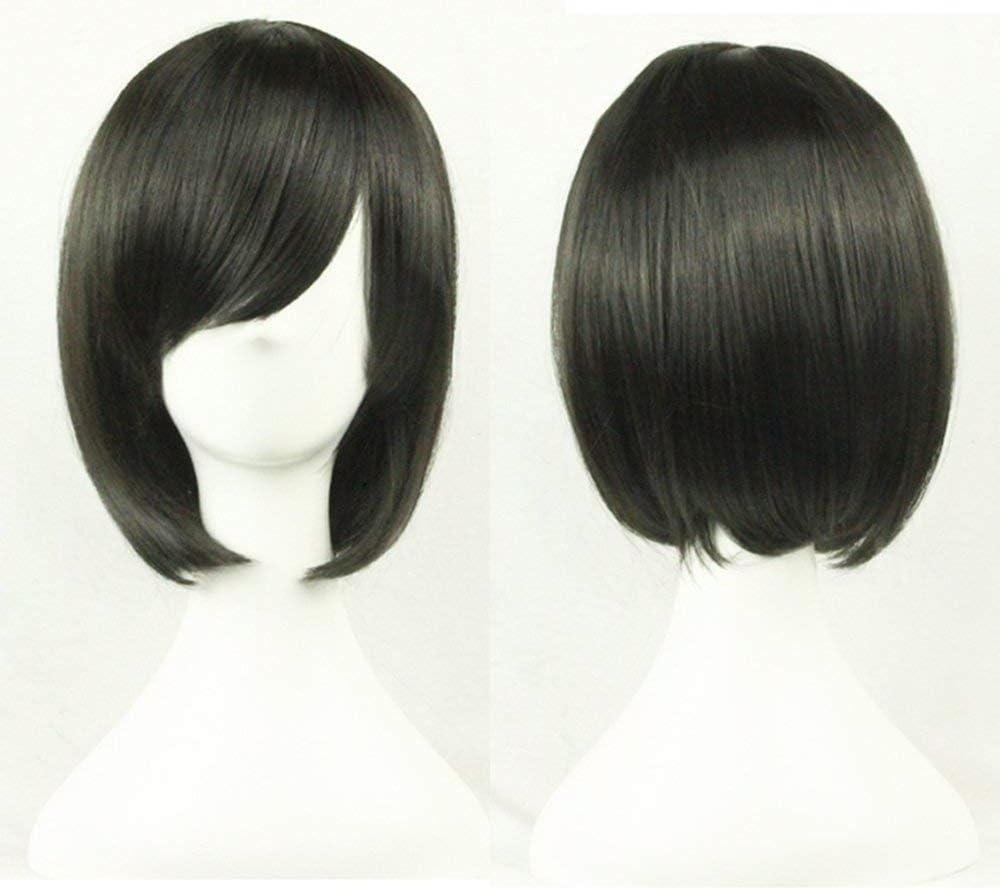 Womens Short 30Cm Straight Synthetic BOB Wigs W Side Bangs Cosplay Costume Party, Red