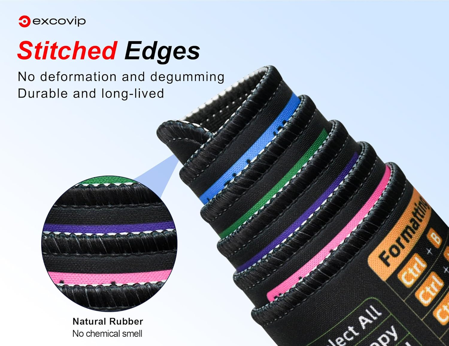 Excovip Excel Shortcut Mouse Pad for Office -31.4X11.7 Inch Large Keyboard and Mouse Pad, Non-Slip Rubber Mouse Mat with Excel Cheat Sheet 0309