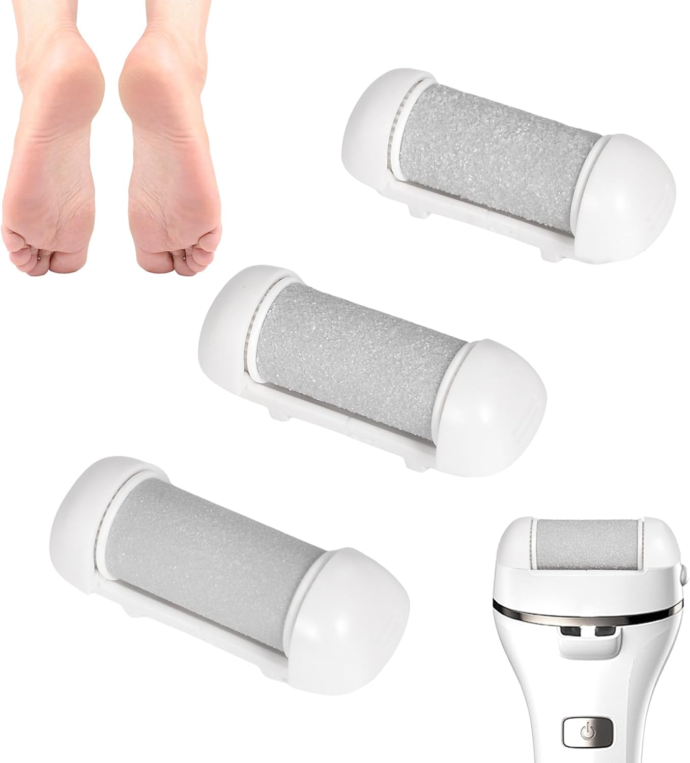 3 Replacement Rollers Callus Remover Electric 3 Types of Rough for Callus Corn Removal, Foot Care Equipment Accessories for Pedicure Foot Care Set image number 5