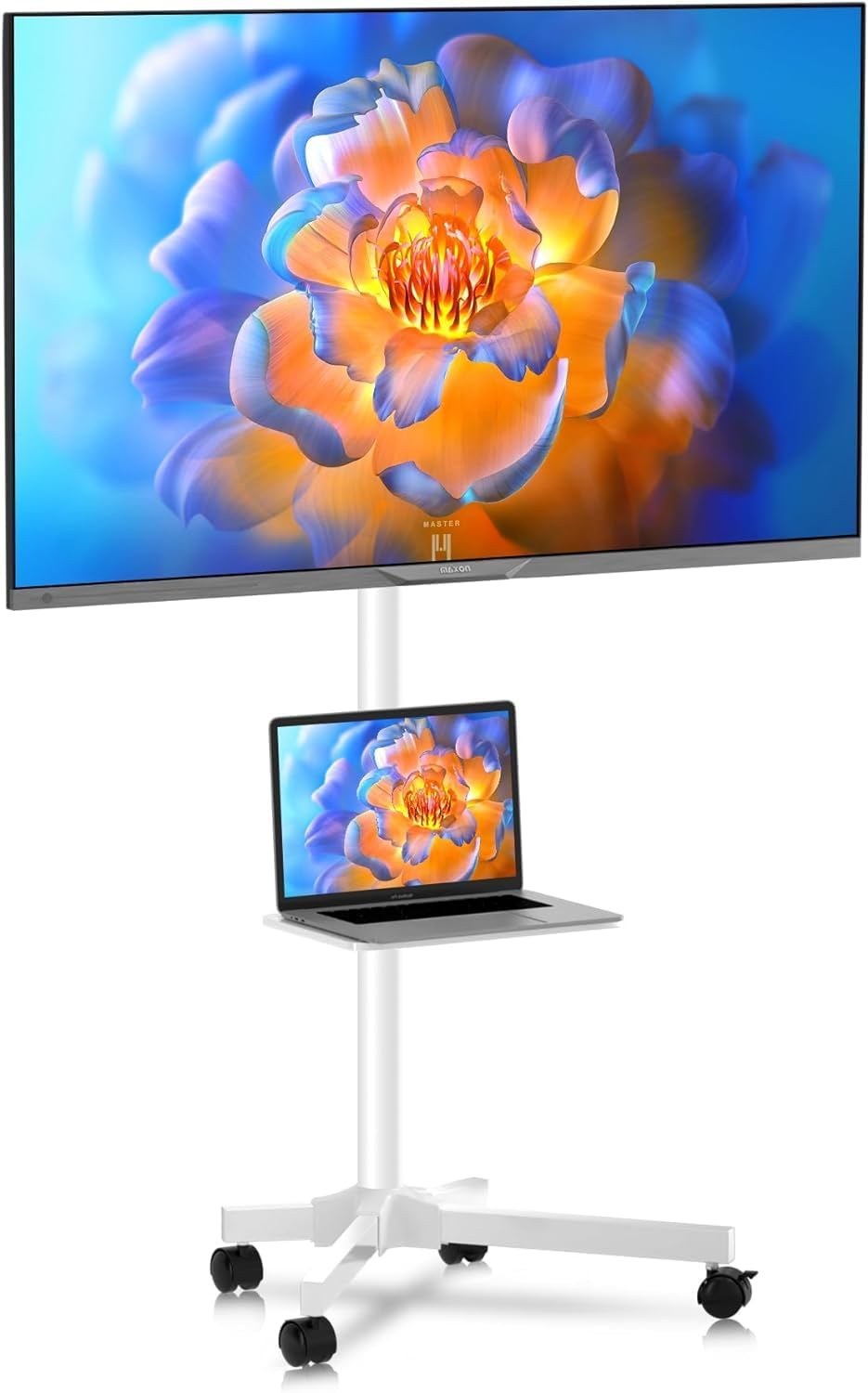 Mobile TV Carts on Wheels for 21-60 Inch Flat/Curved Panel Screens Tvs - Height Adjustable Floor Trolley Stand with Shelf Holds up to 77Lbs - Max VESA 400X400Mm (ML55A)