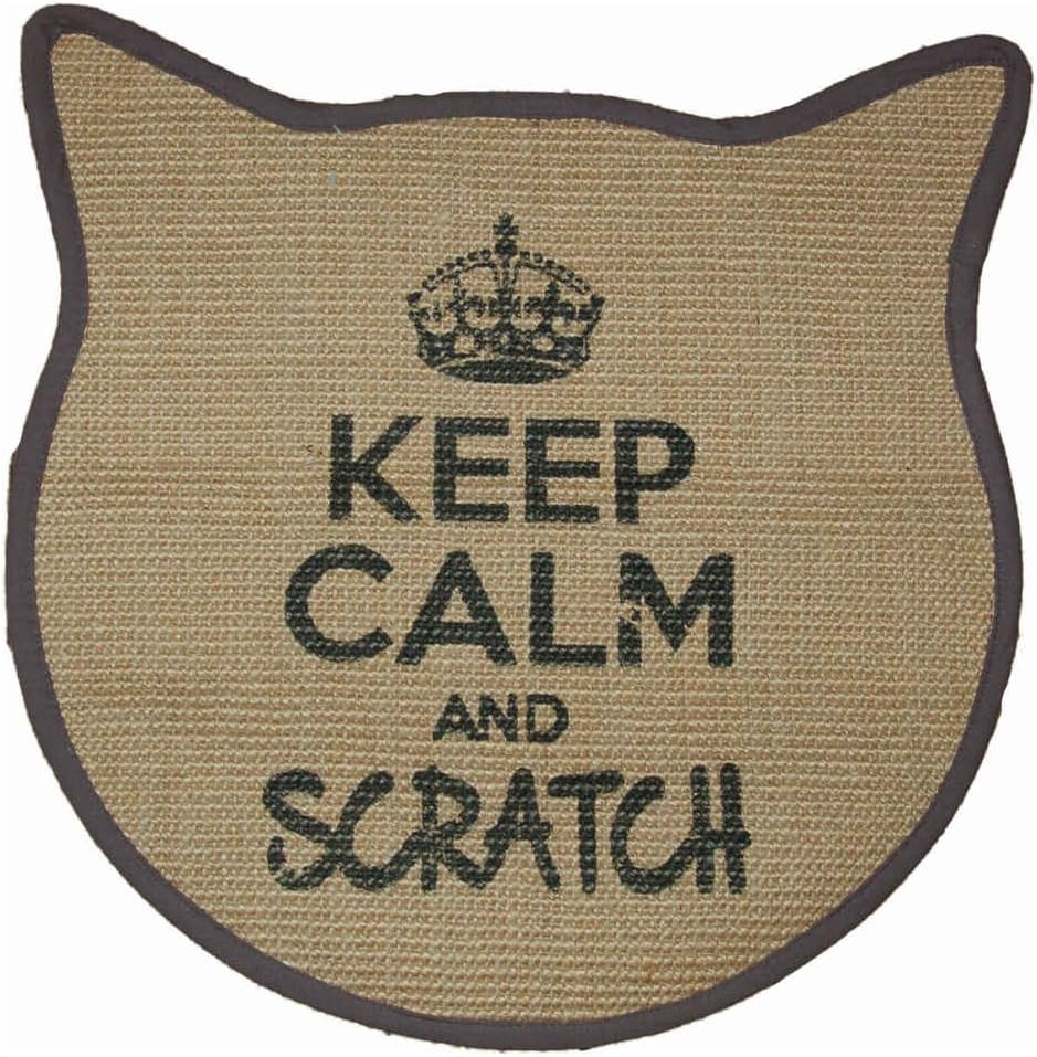 Wouapy Cat Head Scratching Mats in Sisal by Wouapy, Design Scratcher with Grey Writing,