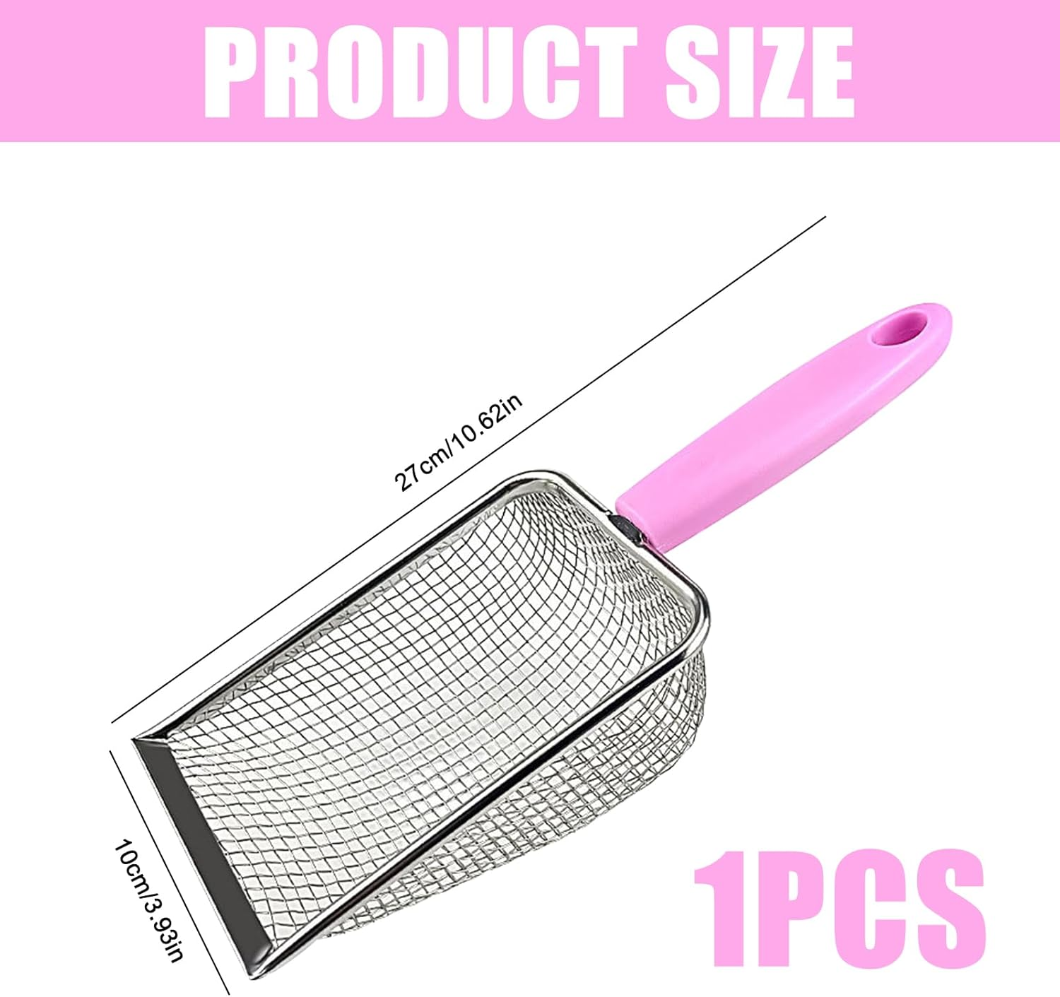PLUSHCEWT Cat Litter Scooper, Cat Poop Scooper, Sand Strainer Scoop, Stainless Steel, Reptile Net, Pooper Scooper, Scatter Cleaner, Corner Scoop, Pet Litter Cleaning Tool for Cat, Dog, Rabbit, image number 2