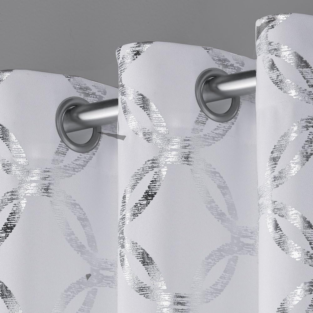 Exclusive Home Curtains Exclusive Home Modo Metallic Geometric Grommet Top Curtain Panel Pair, 54X96, Winter White, 2 Count image number 1