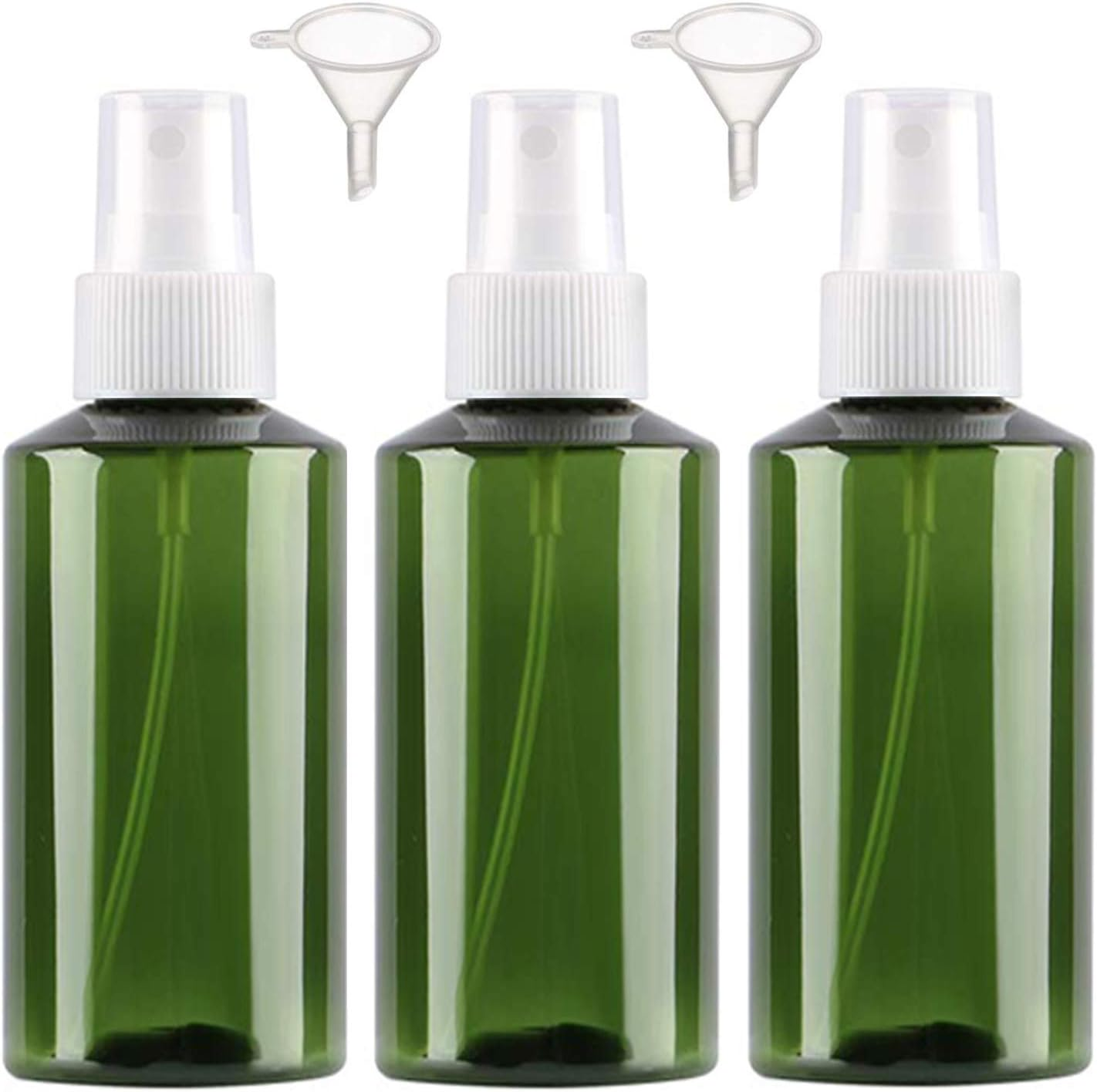 Alledomain Plastic Spray Bottles - Empty Refillable Fine Mist Travel Atomiser Sprayers Plastic Bottles Set Liquid Containers with 2 Funnels - Ideal for Makeup Remover Cosmetic Beauty Care, 150Ml*3, 150Ml
