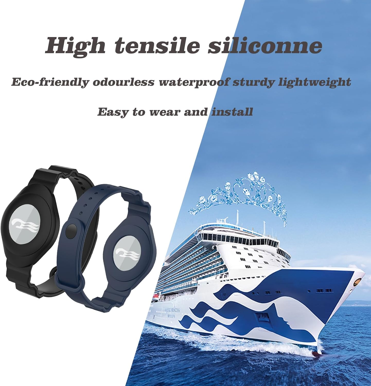 2 Packs Princess Cruise Medallion Holder,Breathable Soft Silicone Sport Wrist Strap Compatible with Princess Cruise Medallion image number 5