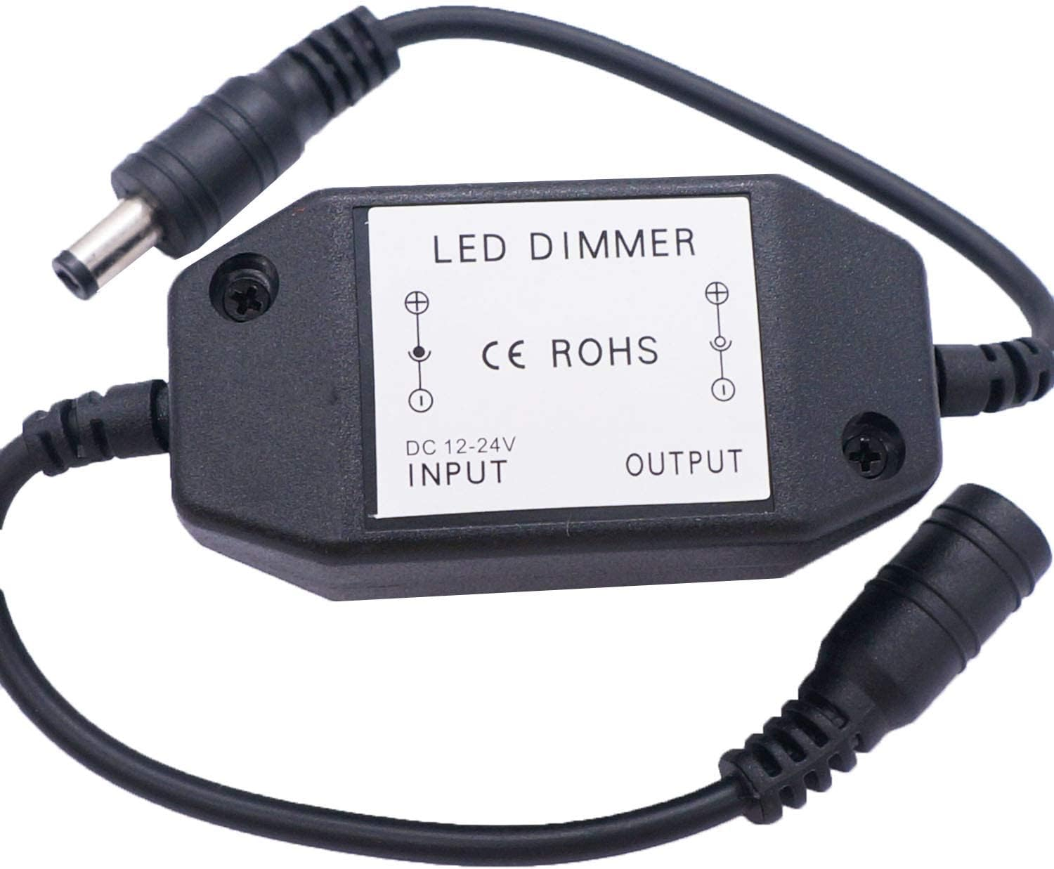 Weideer 2Pcs LED Strip Lights Dimmer DC12V-24V Rotary Dimmer Switch for LED Strip Lights LED Rope Light 3528 5050 5630 Black K-018-BK - White image number 2