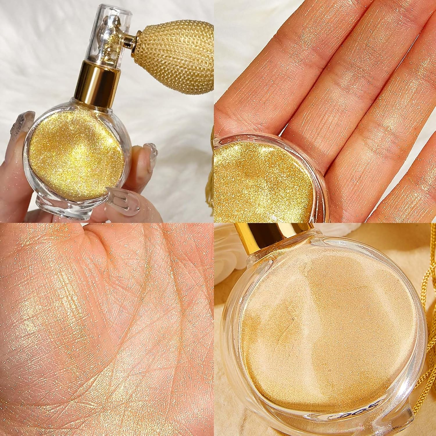 Glod Body Glitter Powder Spray, with Refills Jar Shimmery Sparkle Powder, Long-Lasting Body Highlighter Spray for Stage, Rave and Music Festival Makeup image number 6