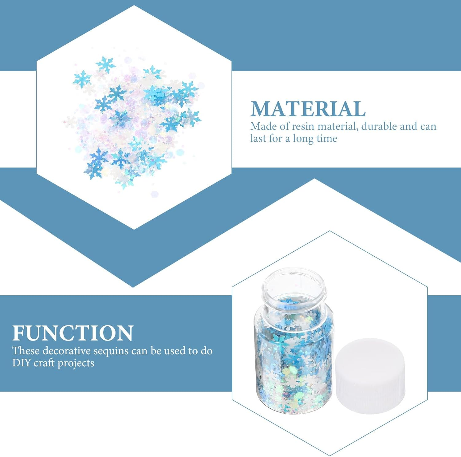 COHEALI 4 Bottles DIY Snowflake Sequins for Phone Case Decor Epoxy Crafts Winter Christmas Embellishments Resin Accessories image number 2