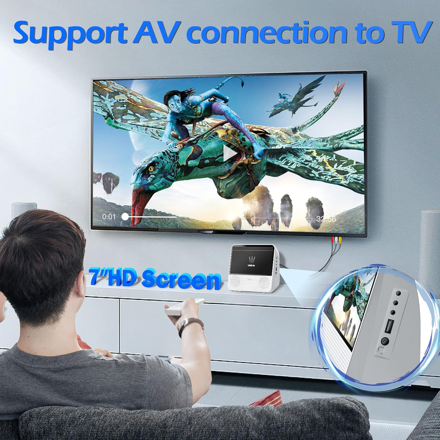 9.8" Portable DVD Player Bluetooth with 7'' Screen, 5 Hour Rechargeable Car DVD Player for Kid, Child, All Region, Support Cd/Bluetooth/Usb/Aux/Timer Off/Aux, Sync Screen to TV, Remote Control, Ourdo