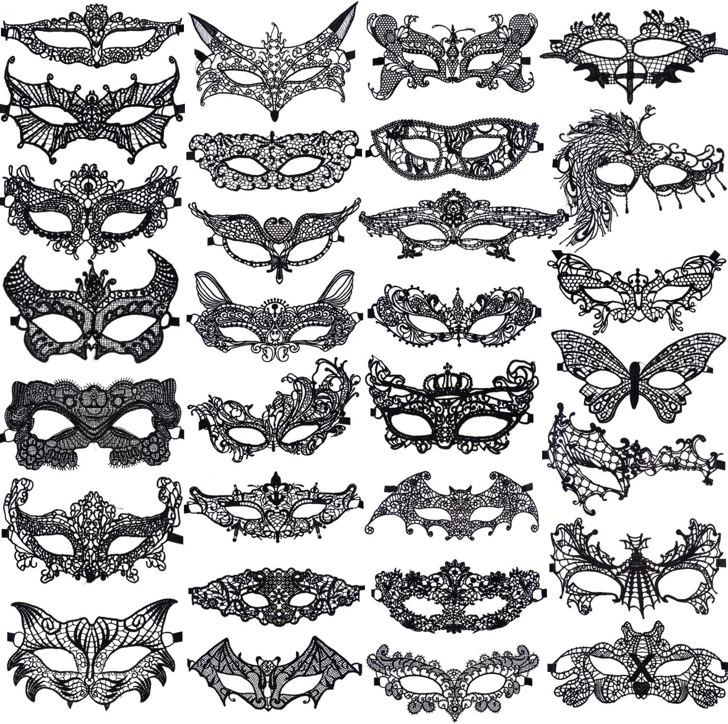 SIQUK 30 Pieces Lace Masquerade Mask Women Venetian Masks Lace Mask image number 1