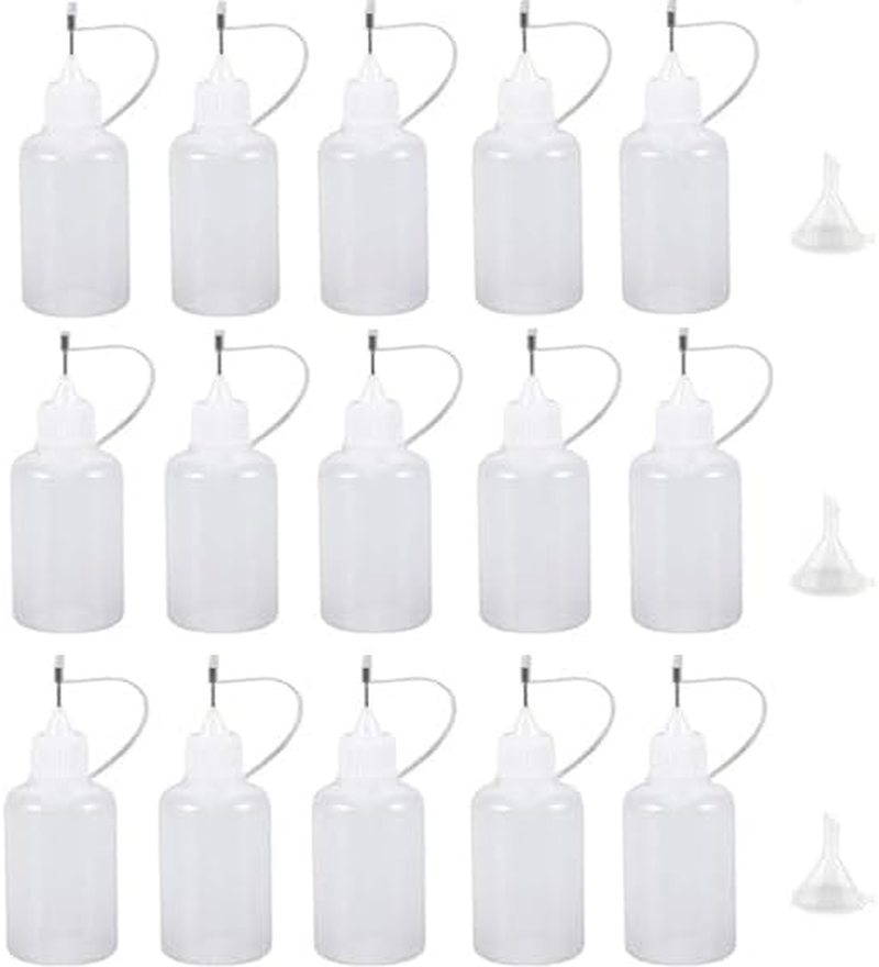 LALOCAPEYO Precision Tip Applicator Bottle, Glue Applicator Bottles, 15 PCS 10Ml Precision Tip Applicator Bottles with 3Plastic Funnels, for Acrylic Painting(Precision Tip Bottle) image number 1