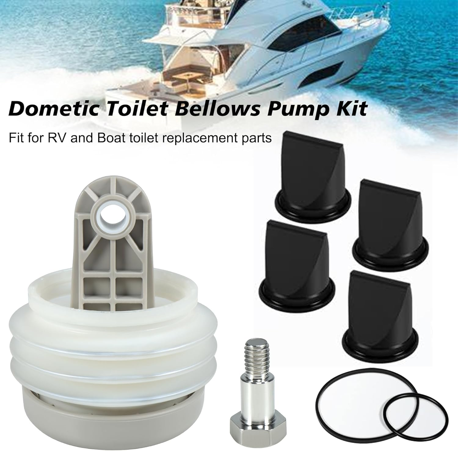 385230980 Pump Bellow Kit with Duckbill Valve and O-Ring Kit Replace for S, T, J Series Vacuum Pump Fits for Dometic Sealand RV and Boat Toilet Vacuflush Parts image number 1