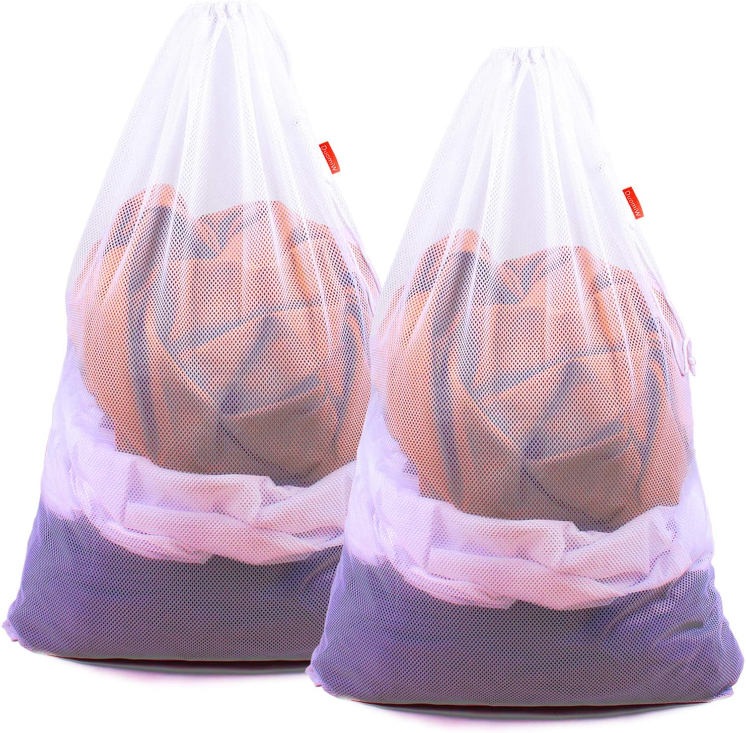 Duomiw Mesh Laundry Bag Heavy Duty Drawstring Bag, Factories, College, Dorm, Travel and Apartment Dwellers, 24 X 36 Inches, 2 Pack, Black - Black image number 3