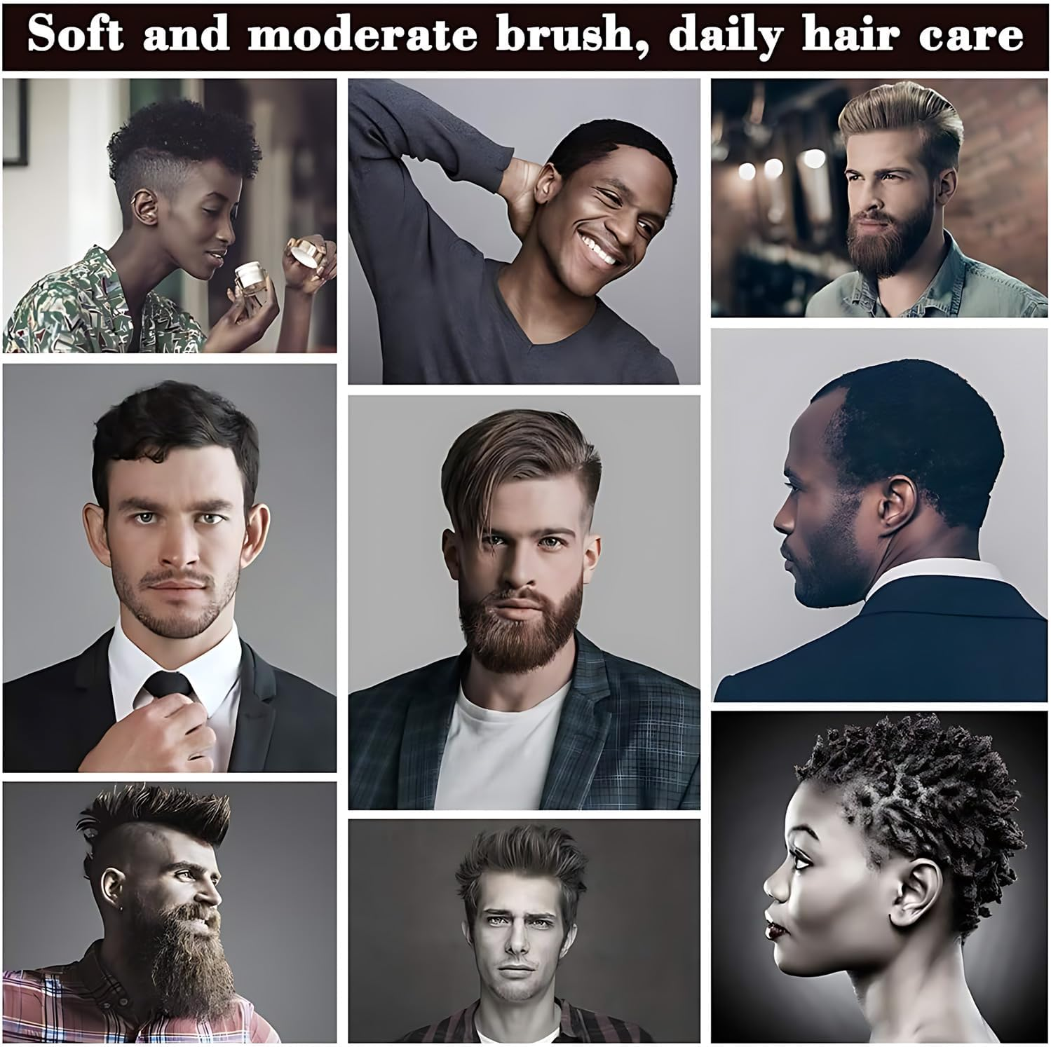 Boar Bristle Hair Brush and Massage Comb for Beard Slick Back Brush for Styling Detangling Smoothing for Men Women