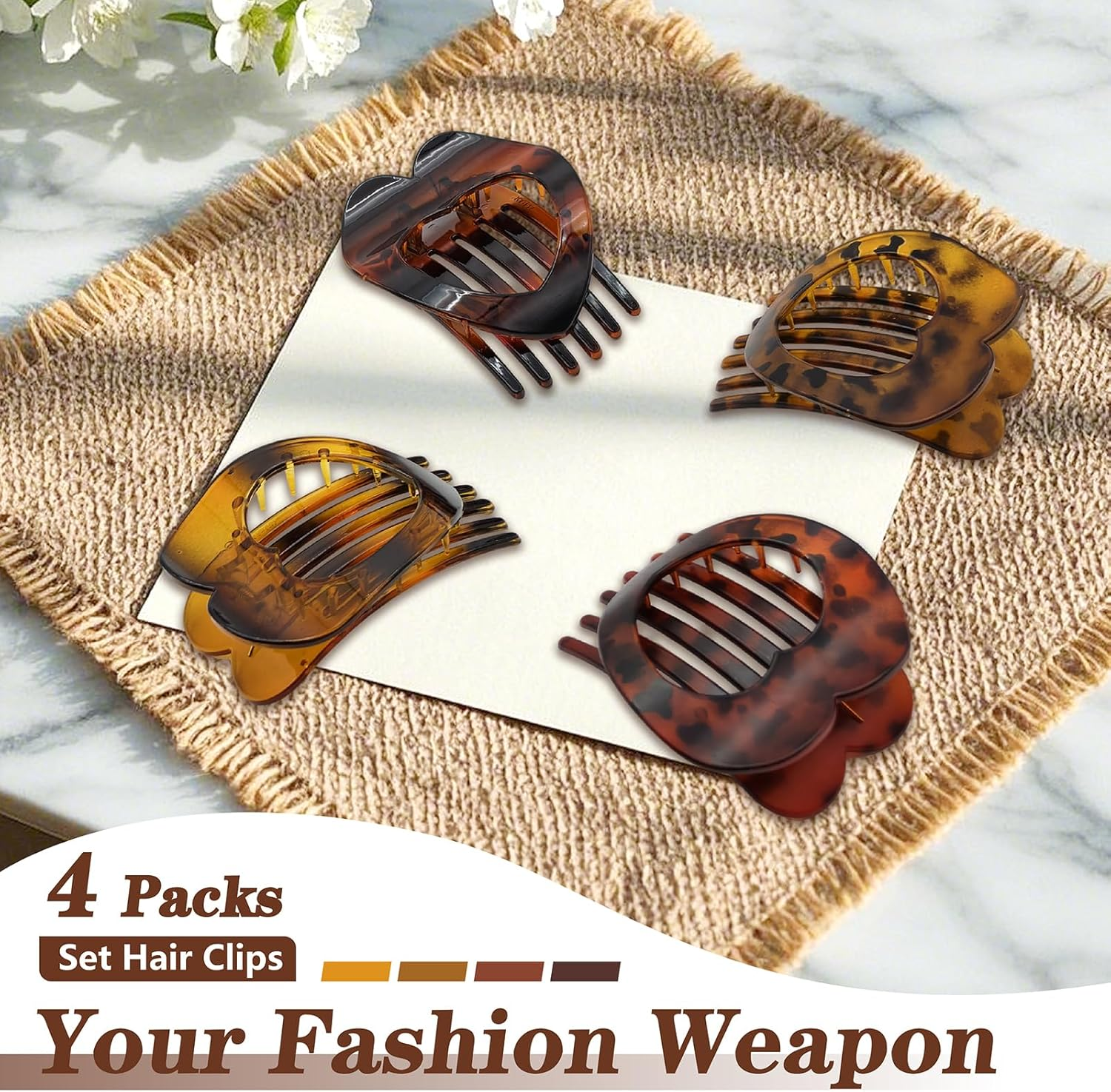 OYIWINMI Pack of 4 Duck Beak Hair Clips, Women'S Strong Hold Flat Hair Clip, Flat Claw Clip, Hair Clips for Thin and Thick Hair image number 4