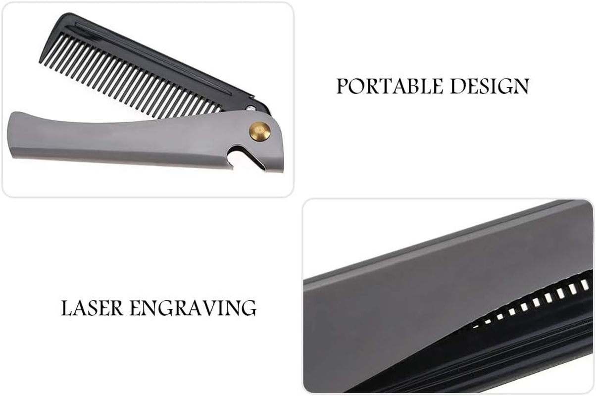 Kooingtech Men'S Beard Comb, Folding Comb, Portable Pocket Comb, Stainless Steel Comb, Folding Beard Comb for Hairdressing Salon and Household image number 5
