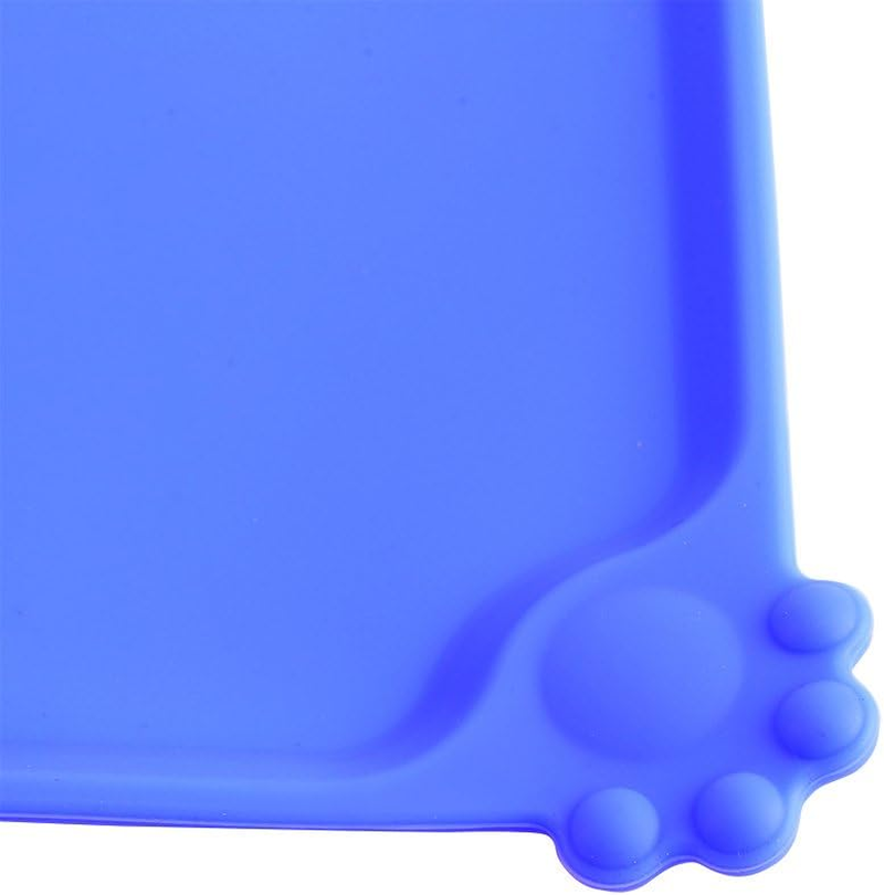 Silicone Waterproof Dog Cat Pet Feeding Mats, Non Slip Pet Dish Bowl Feed Food Water Placemat, Easy Clean Pet Dog Cat Bowl Mats Placemat(Blue) image number 6