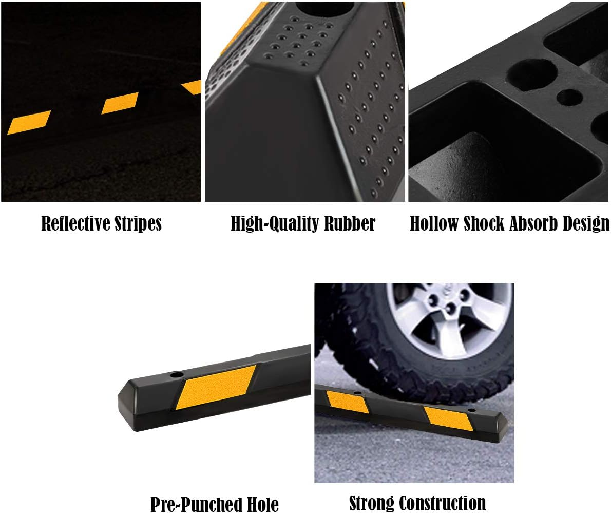 Costway 183Cm Rubber Parking Block RV Trailer Wheel Tire Stopper Garage Driveway image number 1