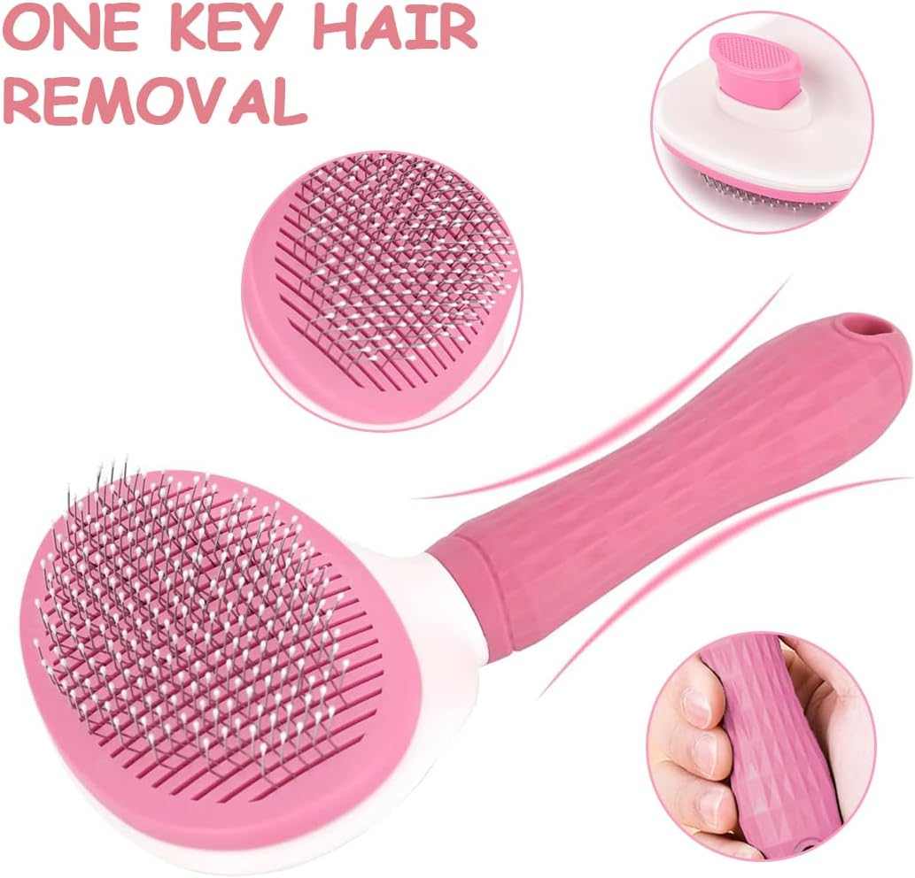 EIYVPRA Cat Brush, Cat Brush with Release Button, Cat Brush Long Hair and Cat Brush Short Hair, Self-Cleaning Cat Hair Brush, for Removing Loose Fur and Massage