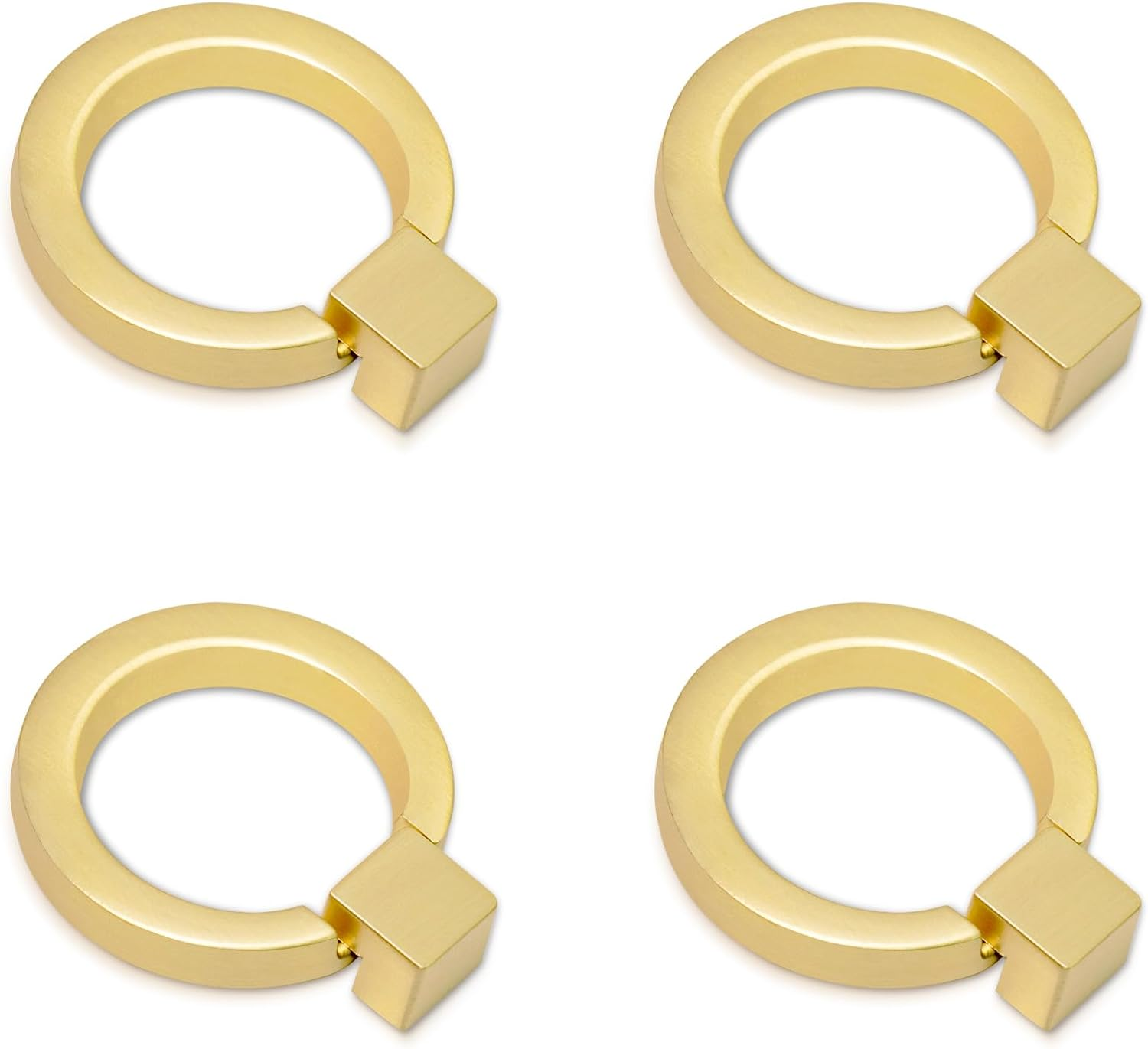 4 Pack Cabinet Knobs, Gold Drawer Pulls, Ring Pulls for Dresser Gold Cabinet Pulls, Brushed Gold Cabinet Knobs for Cupboard Wardrobe (Gold) image number 2