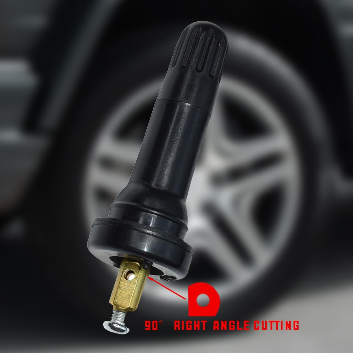 JNNJ Set of 4 TPMS Valve Stem, Tyre Pressure Monitoring System, Snap-In Valve, Tyre Pressure Monitoring System, Tyre Valve (90&deg; Right Angle Trimming) image number 1