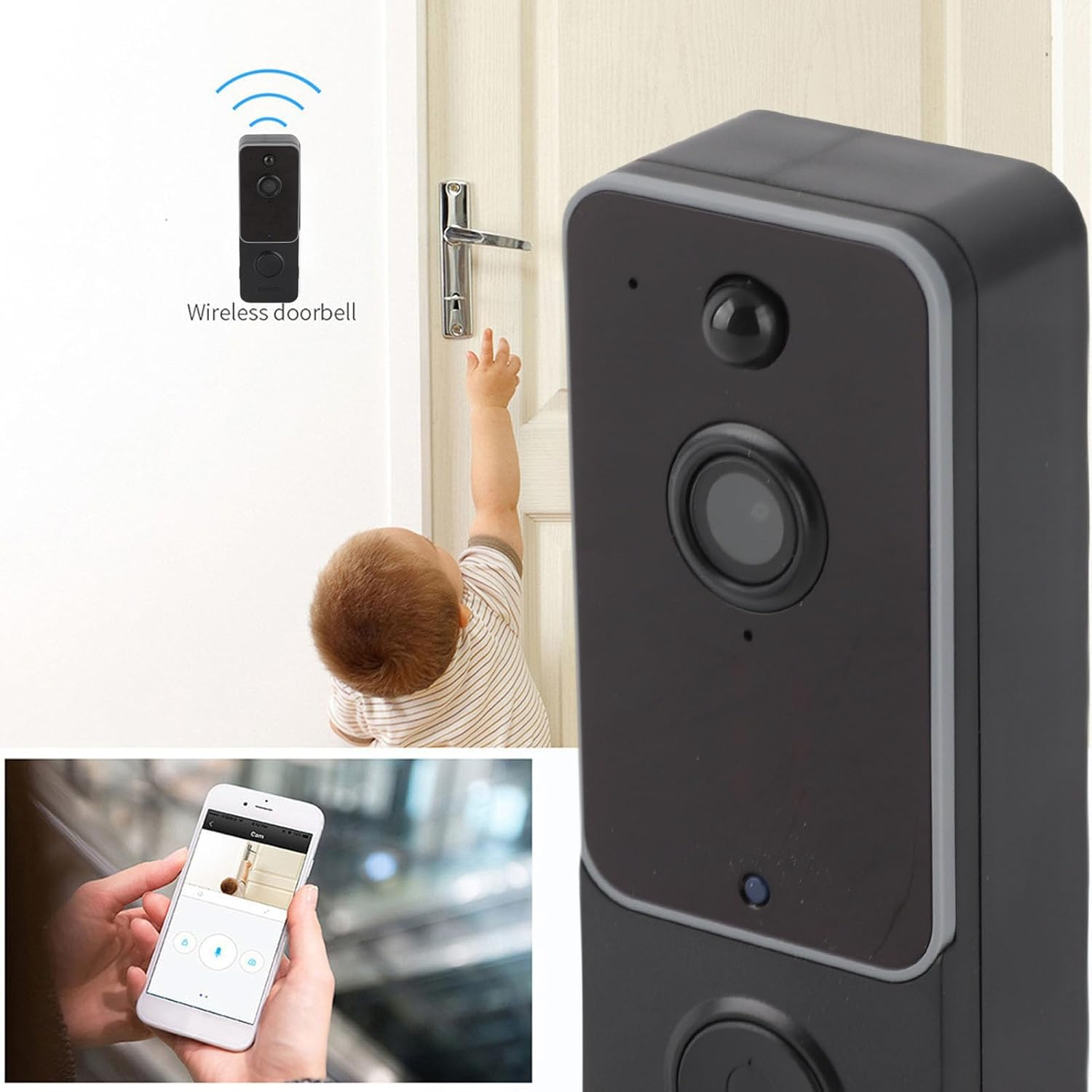 Smart Video Doorbell Camera 1080P HD Infrared Night2.4Ghz Wireless 2 Way, Black for Smart Home Security System with Aiwit App Connectivity image number 5
