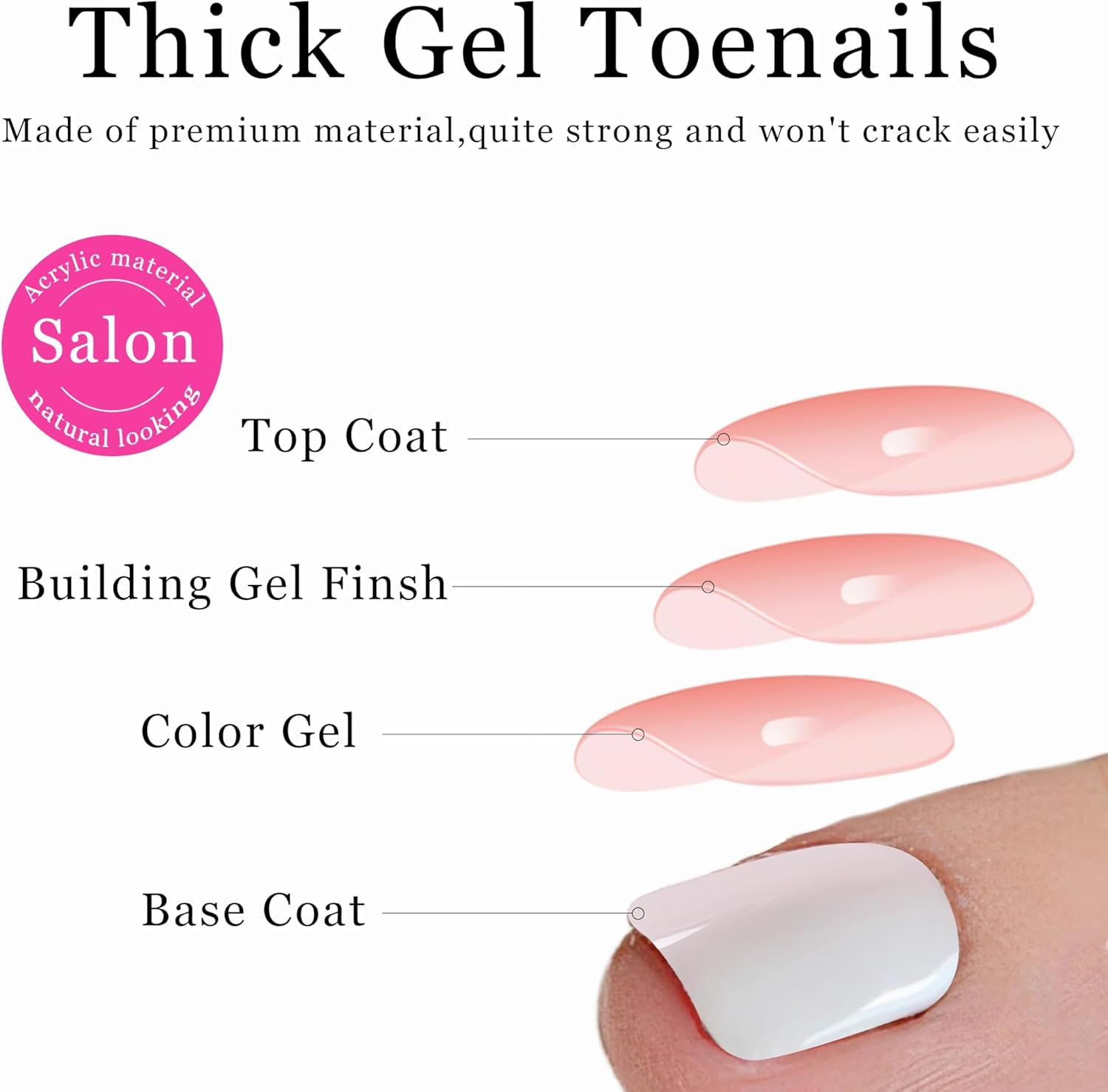 24 Short Square False Toes, Shiny Female Toes, 12 Pieces of False Toenails of Different Sizes, Reusable Toenail Sticking for Female Nail Art, Acrylic False Nail Kit (Wine Red)