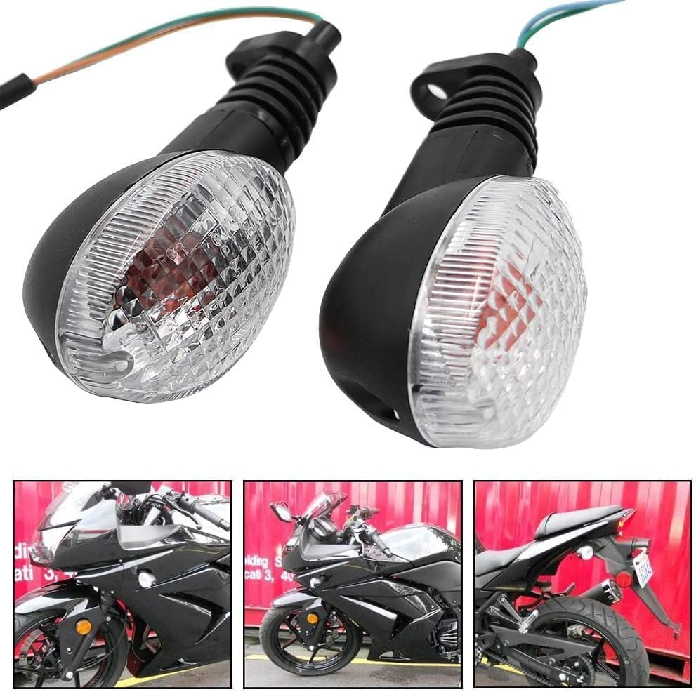 Motorcycle Turn Signals for KAWASAKI EX250R NINJA 250R KLX250S KLX250SF VN650 Vulcan S Front/Rear Turn Signal Indicator Light Blinker Lamp Motorcycle,(Transparent Shell) image number 5
