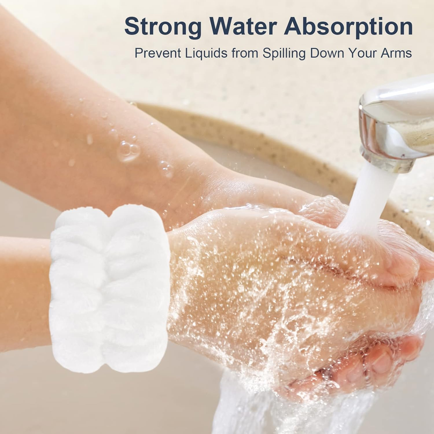 2 Pcs Wrist Towels - Microfiber Spa Wristbands for Women & Children (White) image number 5