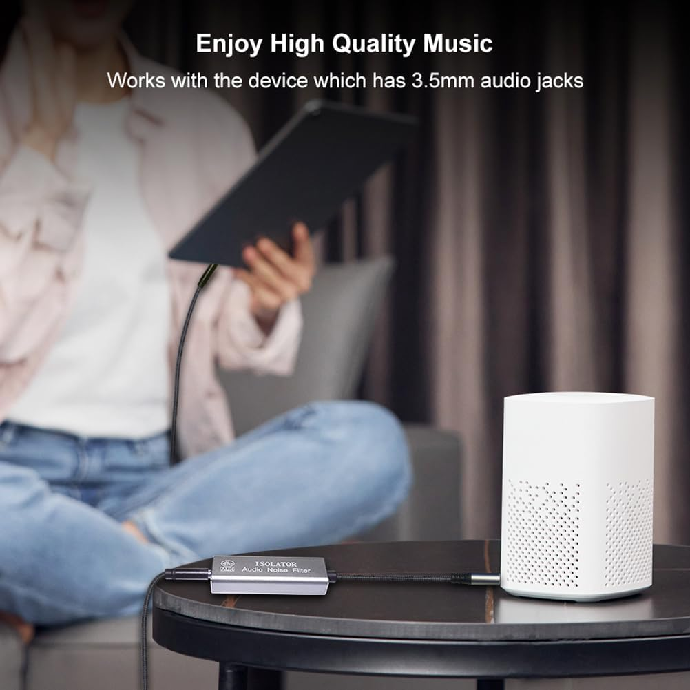 Ground Loop Noise Isolator 3.5Mm, Noise Filter for Car Audio/Home Stereo System (Eliminate the Buzzing Noise Completely) with 3.5Mm Nylon Braided Audio Cable image number 4