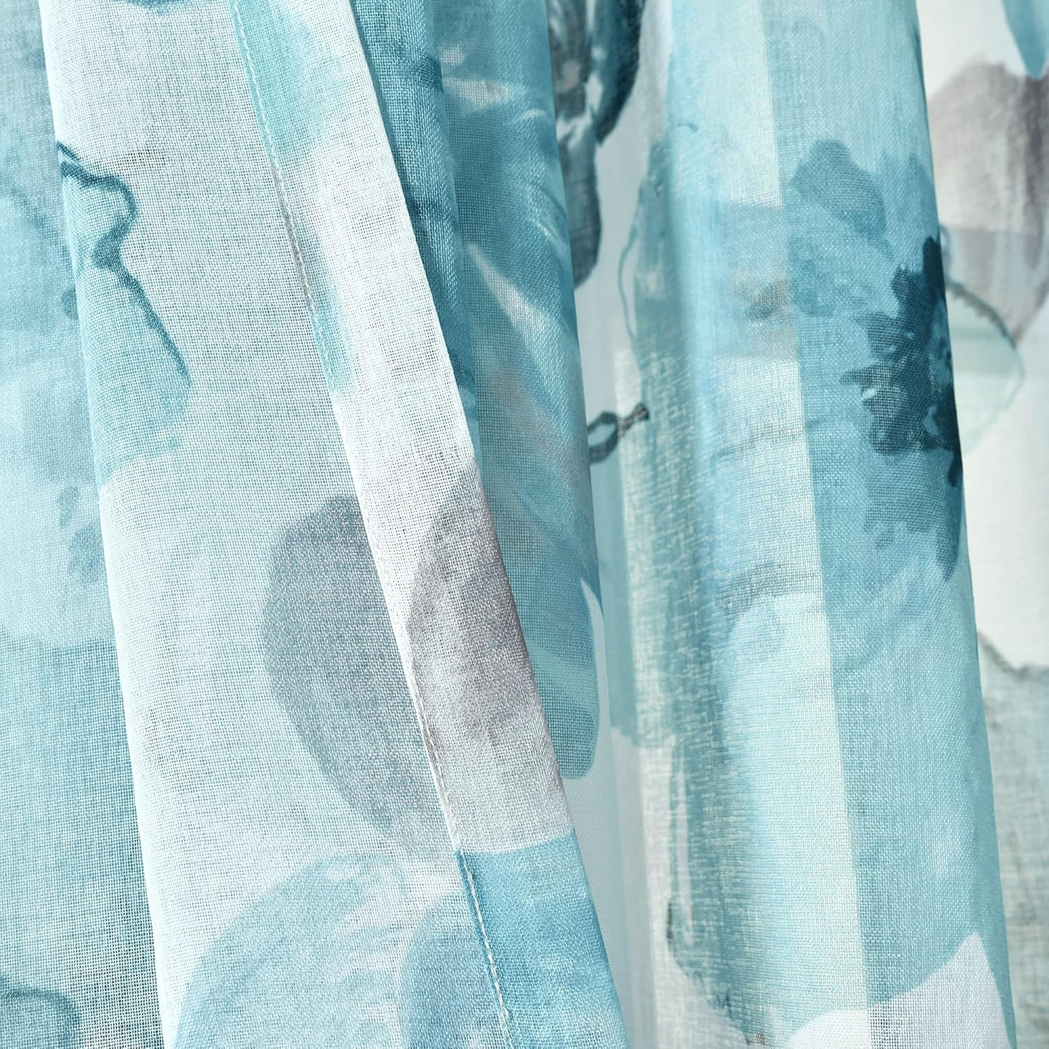 Lush Decor Leah Room Darkening Window Curtain Panel Pair Floral Insulated Grommet, 52" W X 84" L, Blue