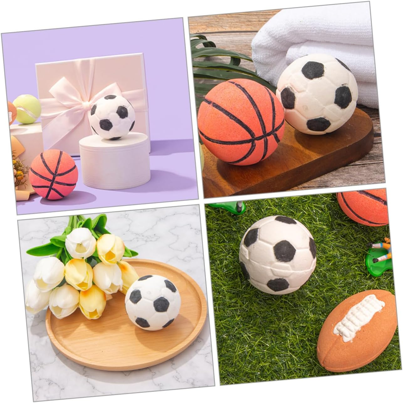 Gatuida 2Pcs Cute Football Shaped Bath Salt Bombs for Rich Foaming Aroma Bathing Experience image number 3