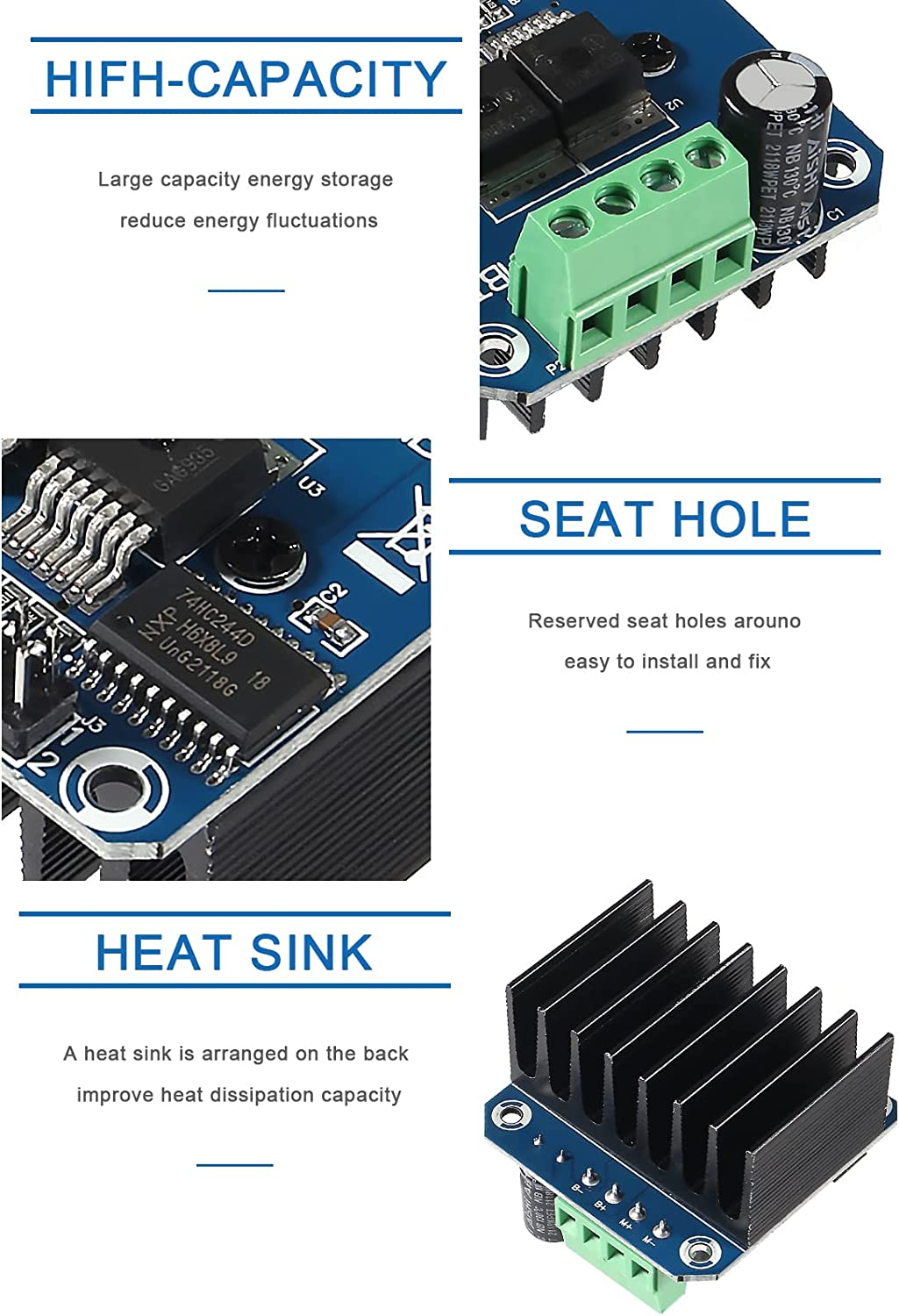 3Pcs BTS7960 43A H-Bridge High Power Motor Driver Module DIY Smart Car Current Diagnostic Current Limit image number 2