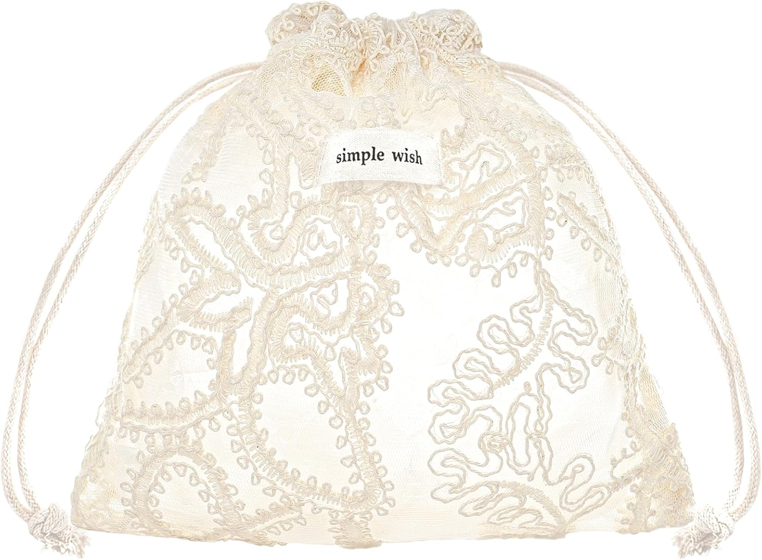 Sminra Mesh Drawstring Makeup Bag Pouch Lace Organizer, Small Drawstring Coquette Aesthetic Cute Travel Toiletry Insert Bag Gift for Women and Girls, Bonestring Embroidery, Aesthetic