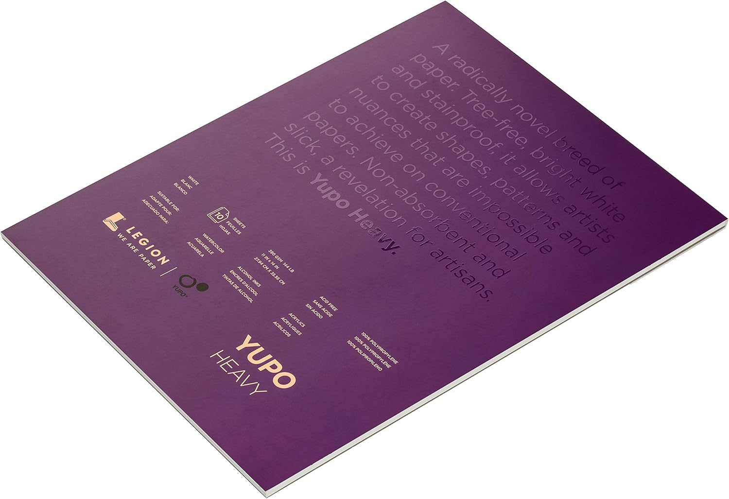 Yupo L21-YUP389WH1114 Heavy White Synthetic Paper Pads 11" X 14" image number 1